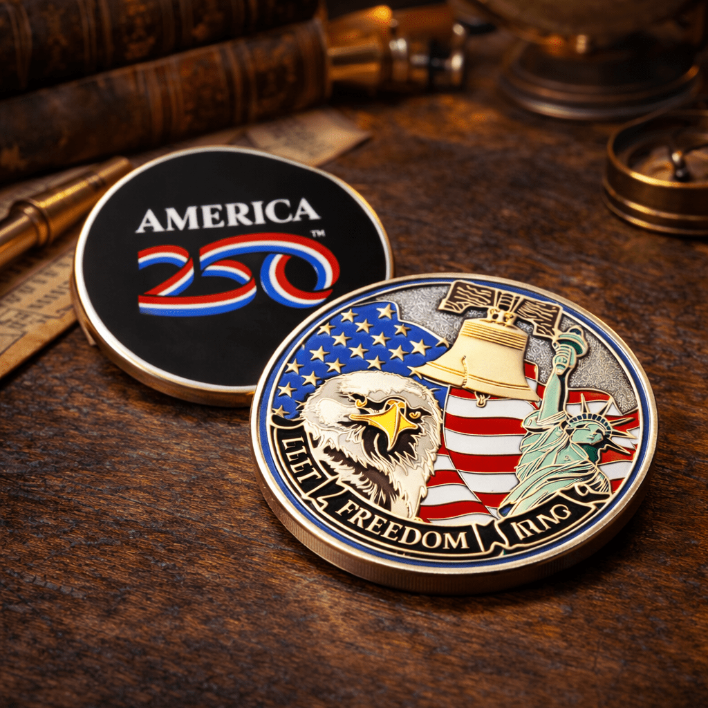 America250™ Spirit of Freedom Anniversary Challenge Coin - PatriotDepot.com