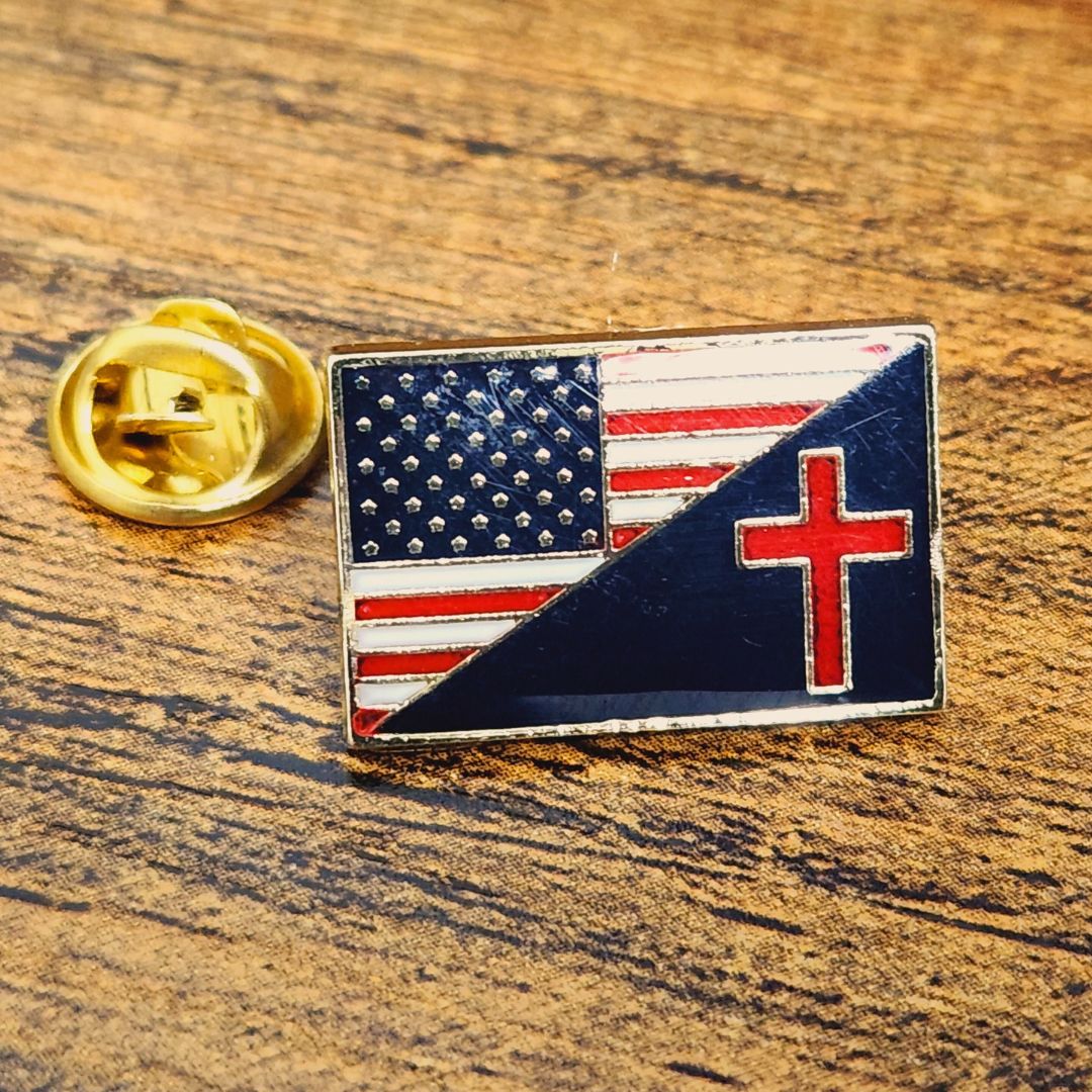 American Christian Flag Lapel Pin (Split Design) - PatriotDepot.com
