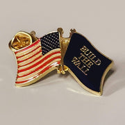 American Flag - Build the Wall Flag Enamel Lapel Pin - PatriotDepot.com