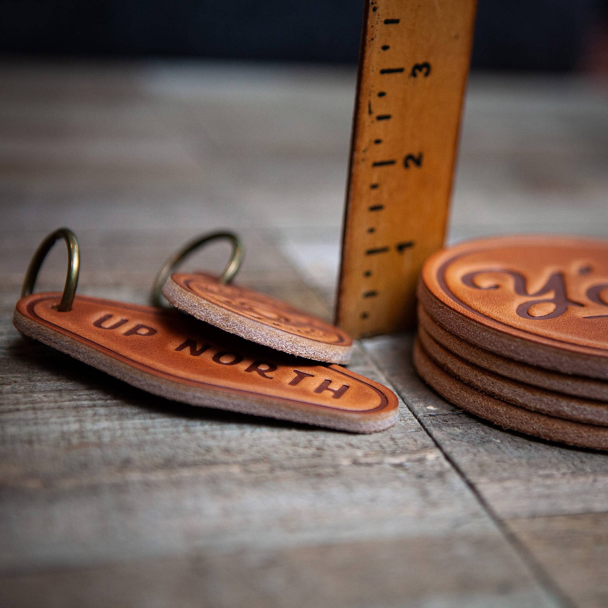 American Flag Leather Coaster | Handcrafted Solid Leather | 4" - PatriotDepot.com