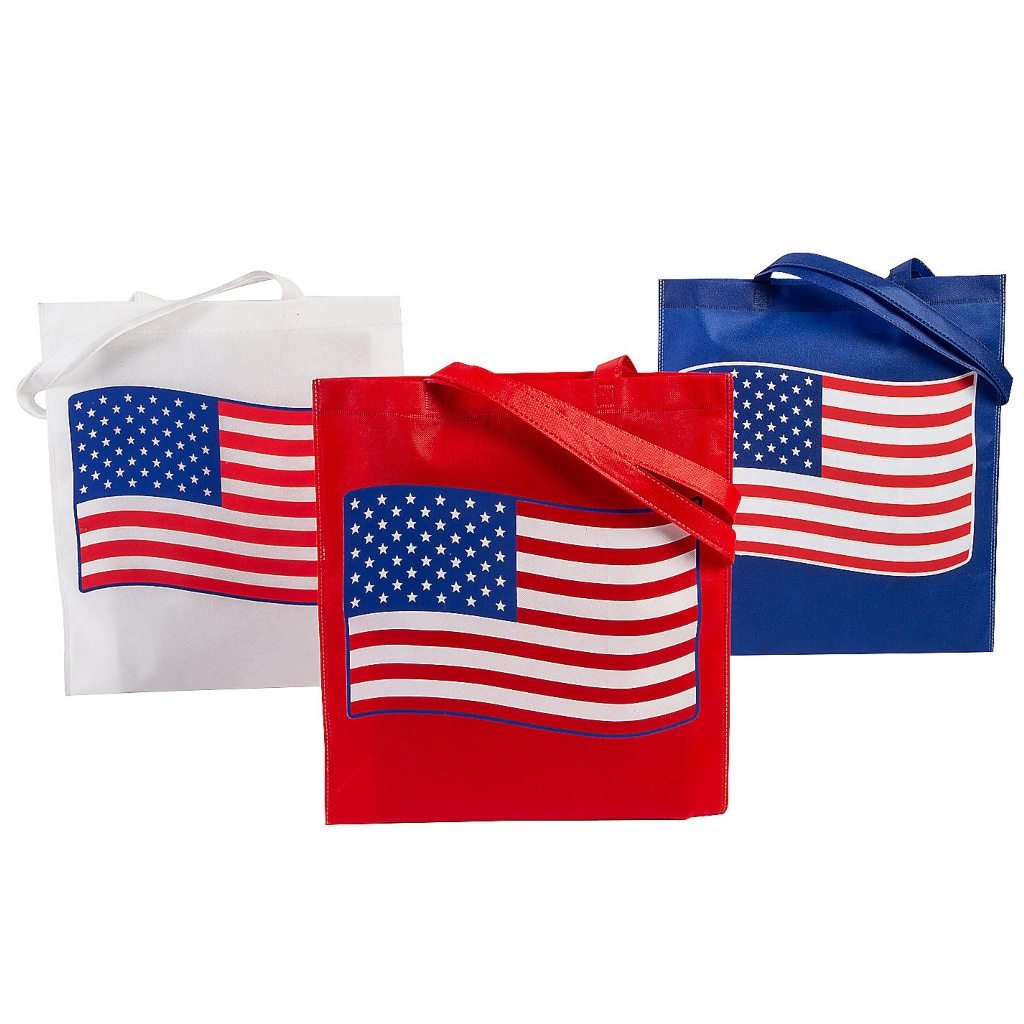American Flag Patriotic Tote Bag (3 pack) - PatriotDepot.com