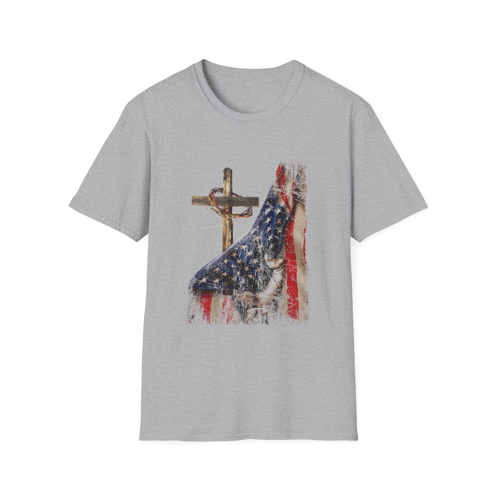 American Flag Reveal Cross Unisex T-Shirt - PatriotDepot.com