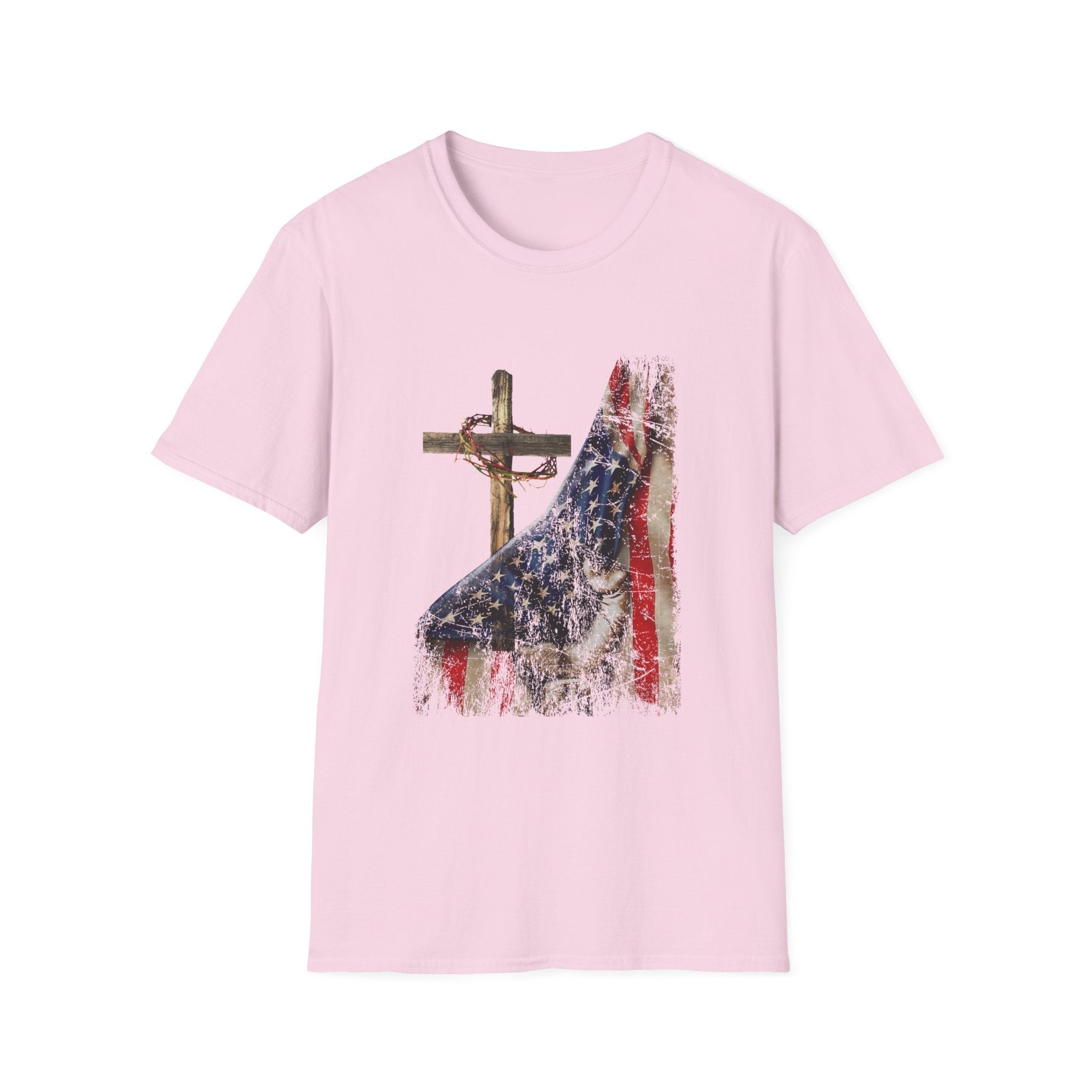 American Flag Reveal Cross Unisex T-Shirt - PatriotDepot.com
