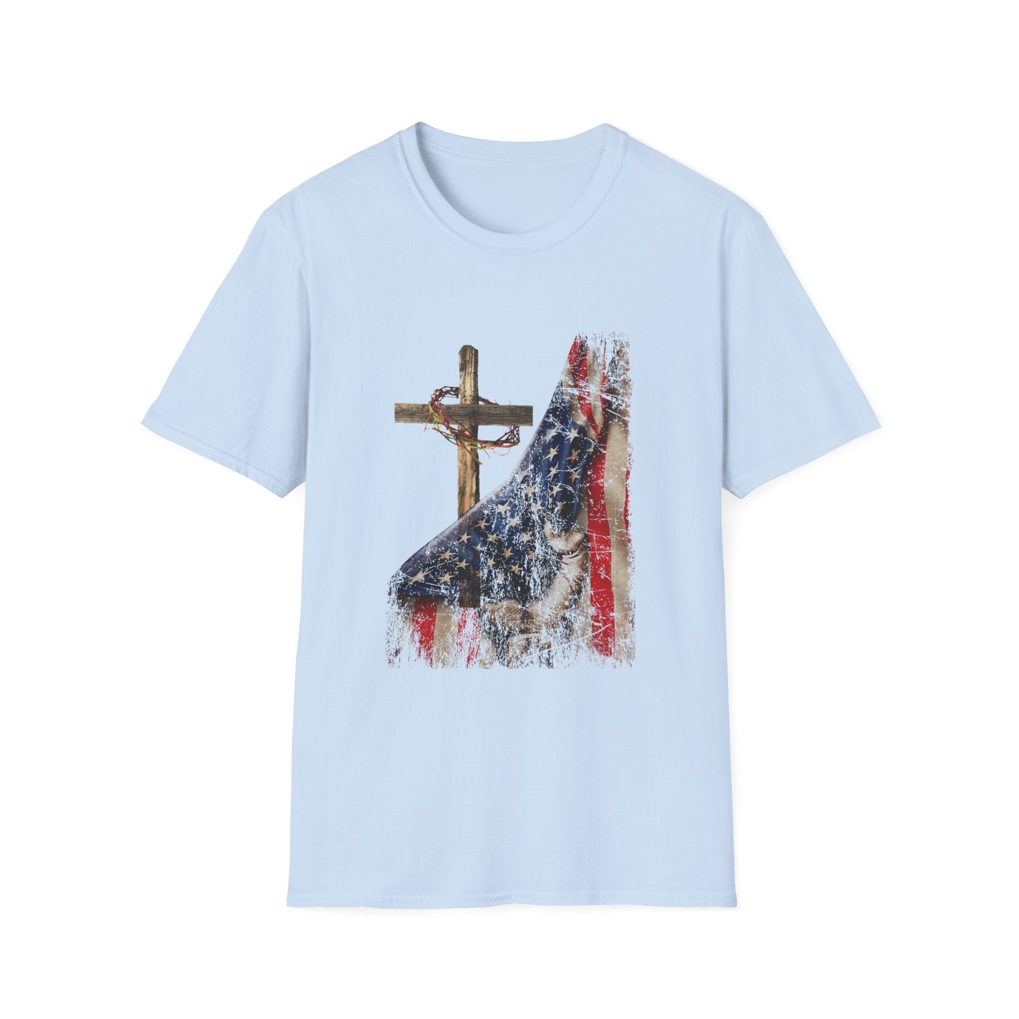 American Flag Reveal Cross Unisex T-Shirt - PatriotDepot.com