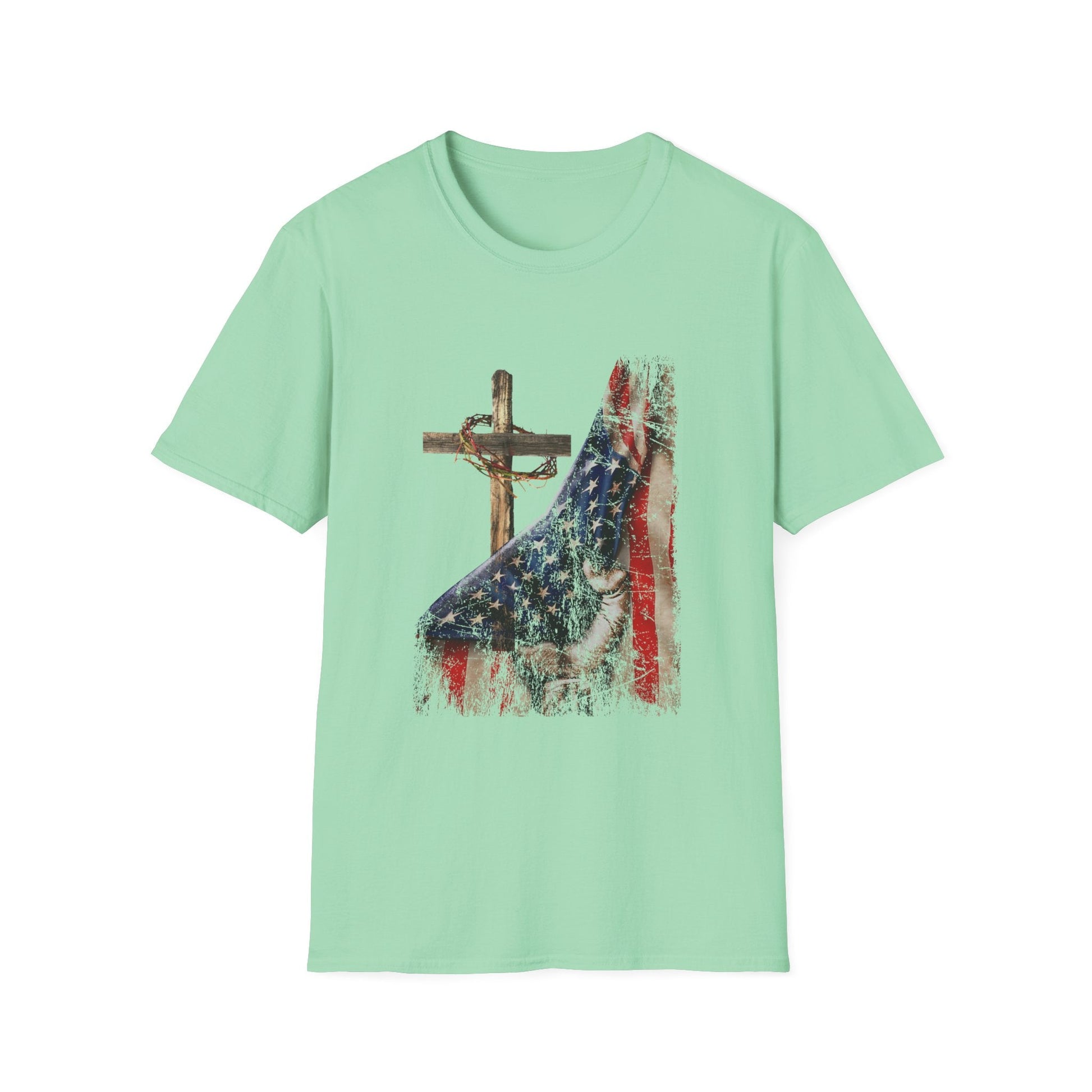 American Flag Reveal Cross Unisex T-Shirt - PatriotDepot.com