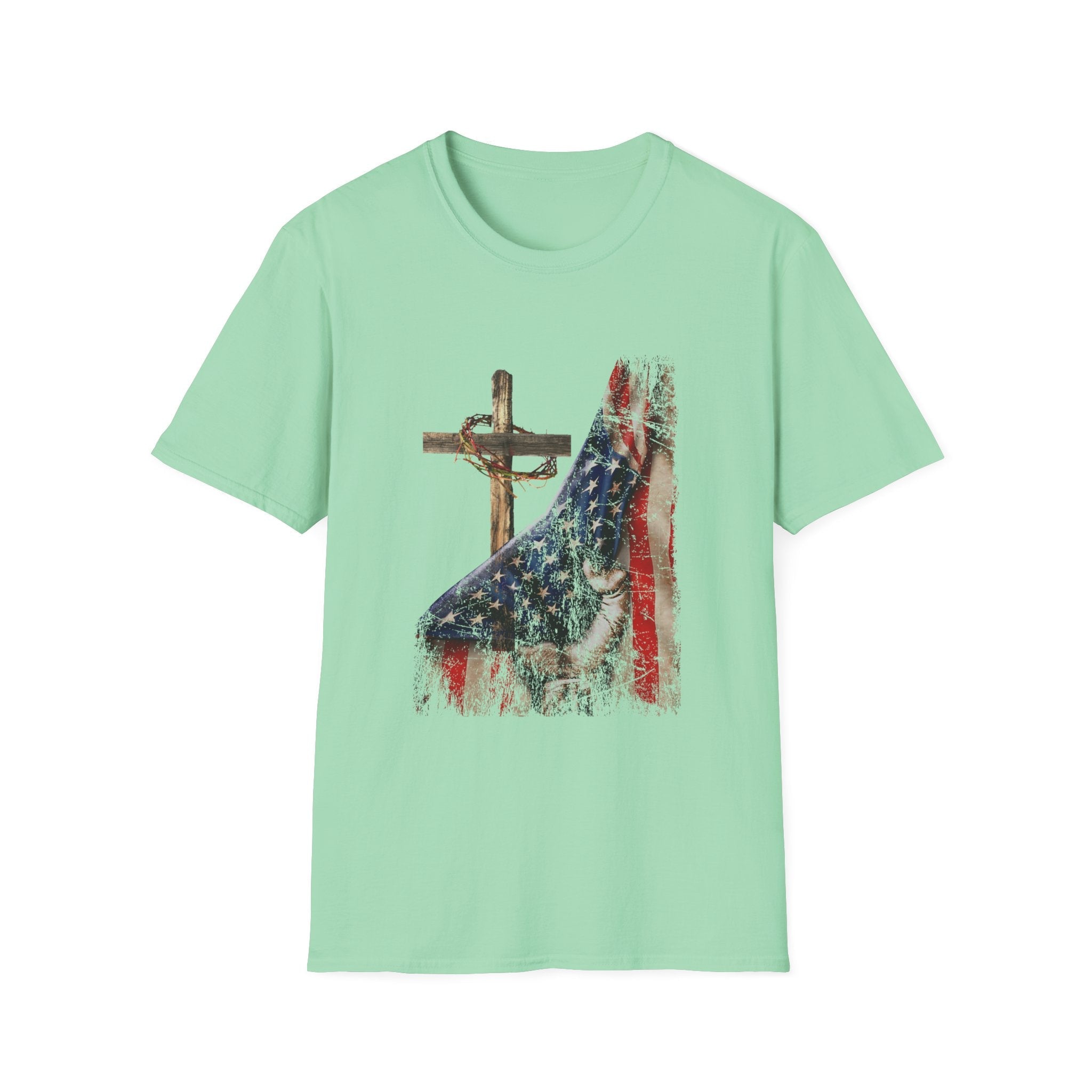 American Flag Reveal Cross Unisex T-Shirt - PatriotDepot.com