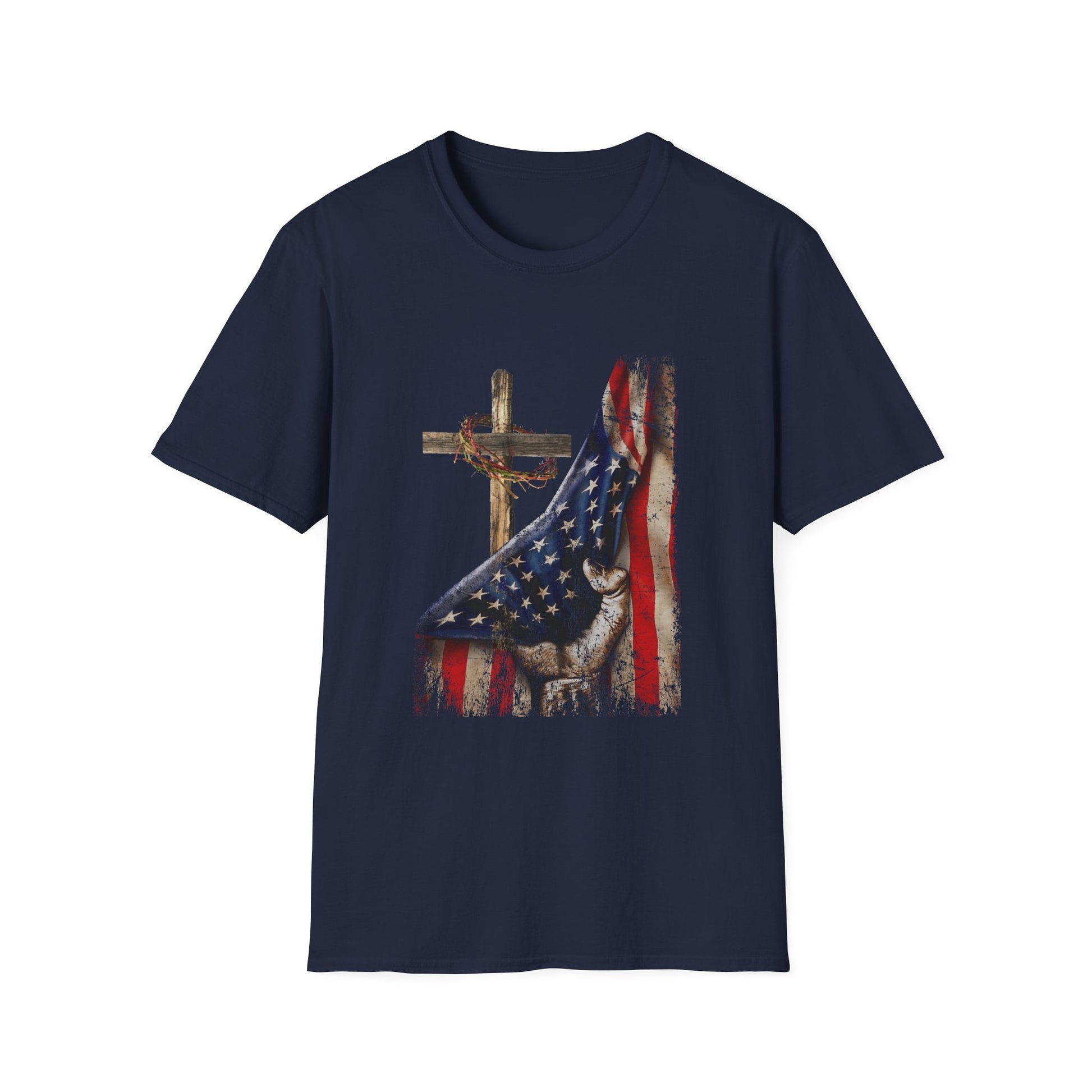 American Flag Reveal Cross Unisex T-Shirt - PatriotDepot.com