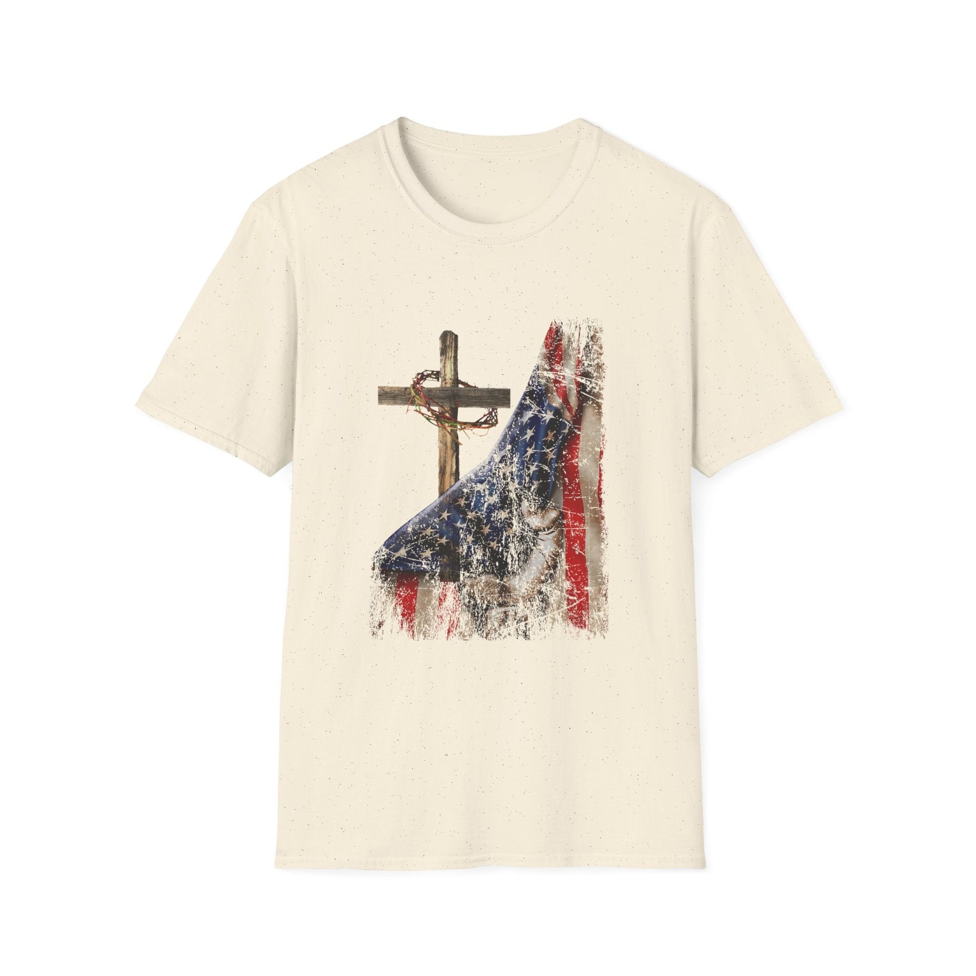 American Flag Reveal Cross Unisex T-Shirt - PatriotDepot.com