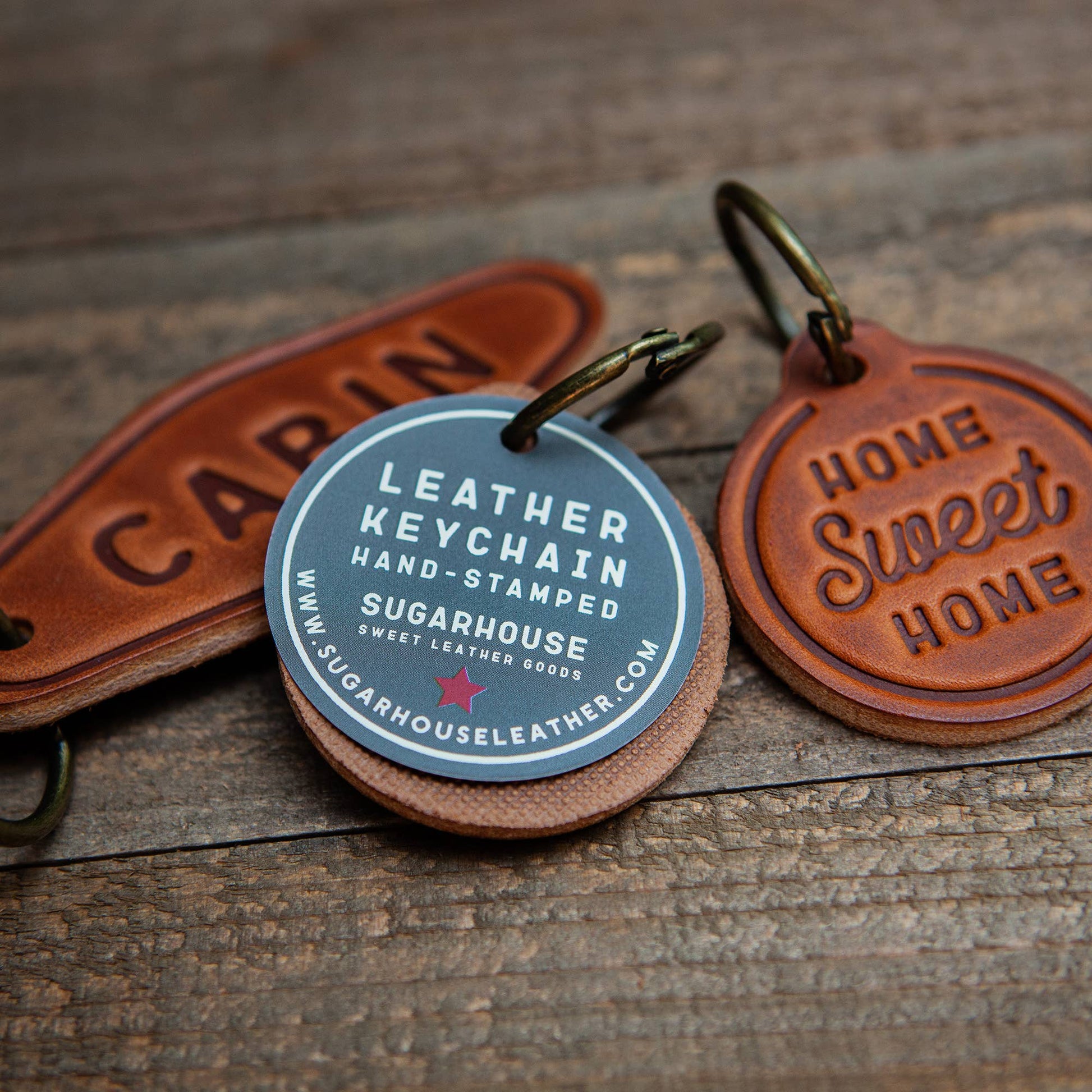 American Flag Solid Leather Keychain | Handcrafted - PatriotDepot.com