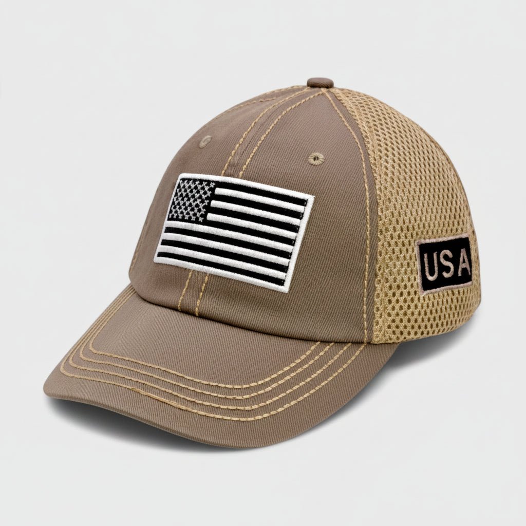 American Flag Tactical Trucker Hat | Double Mesh Back - PatriotDepot.com