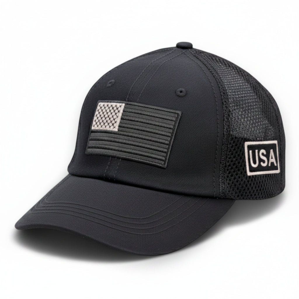 American Flag Tactical Trucker Hat | Double Mesh Back - PatriotDepot.com