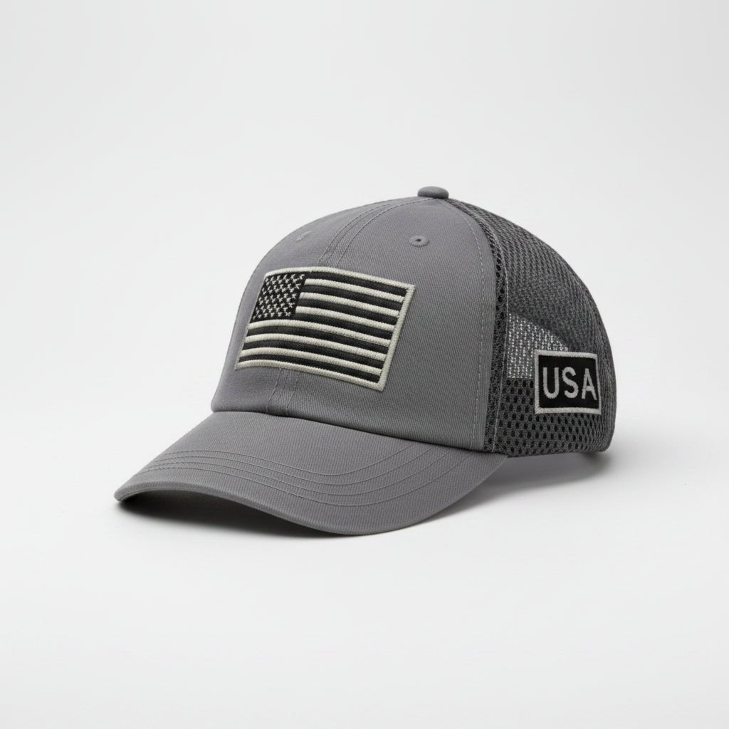 American Flag Tactical Trucker Hat | Double Mesh Back - PatriotDepot.com