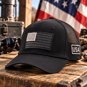 American Flag Tactical Trucker Hat | Double Mesh Back - PatriotDepot.com