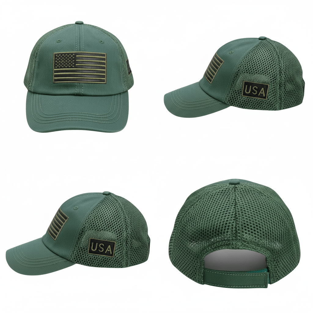 American Flag Tactical Trucker Hat | Double Mesh Back - PatriotDepot.com