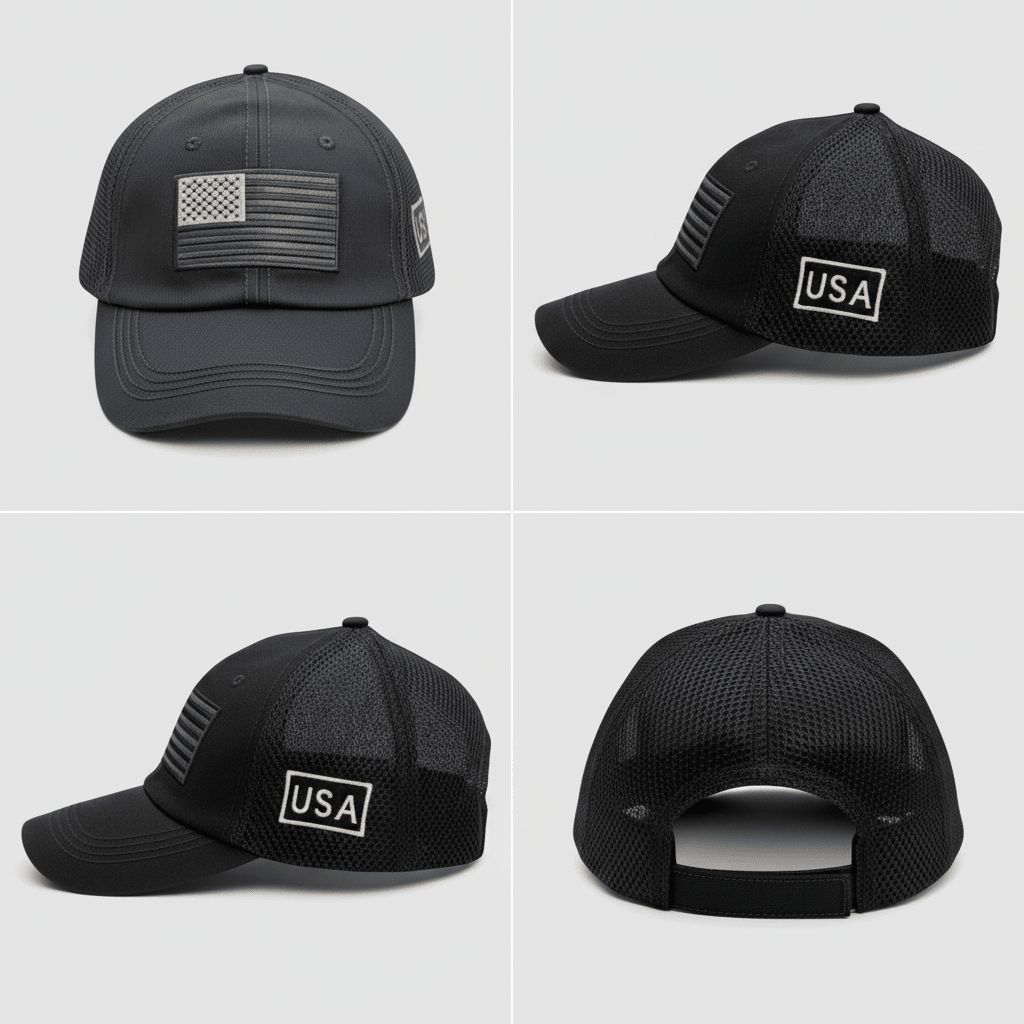 American Flag Tactical Trucker Hat | Double Mesh Back - PatriotDepot.com