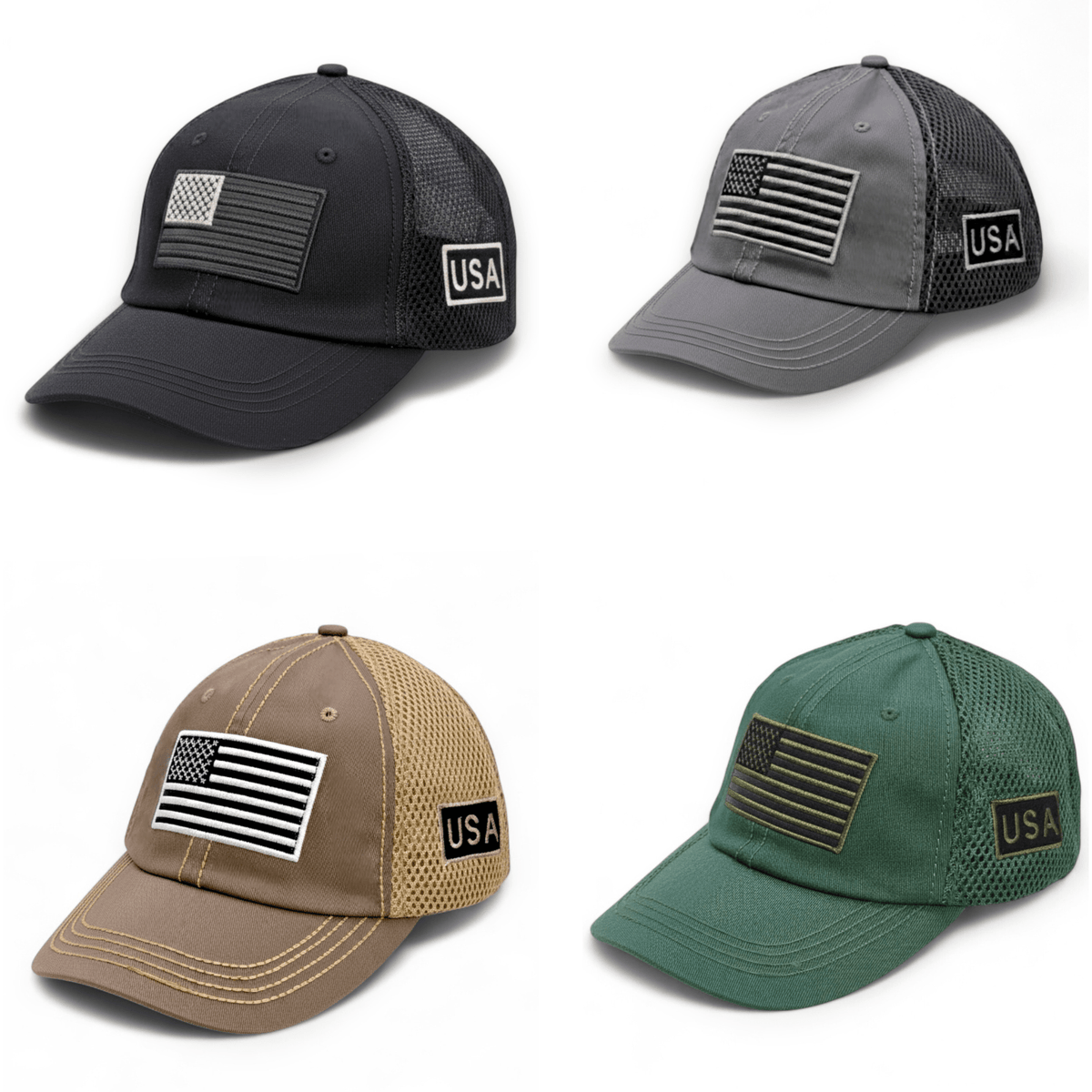 American Flag Tactical Trucker Hat | Double Mesh Back - PatriotDepot.com