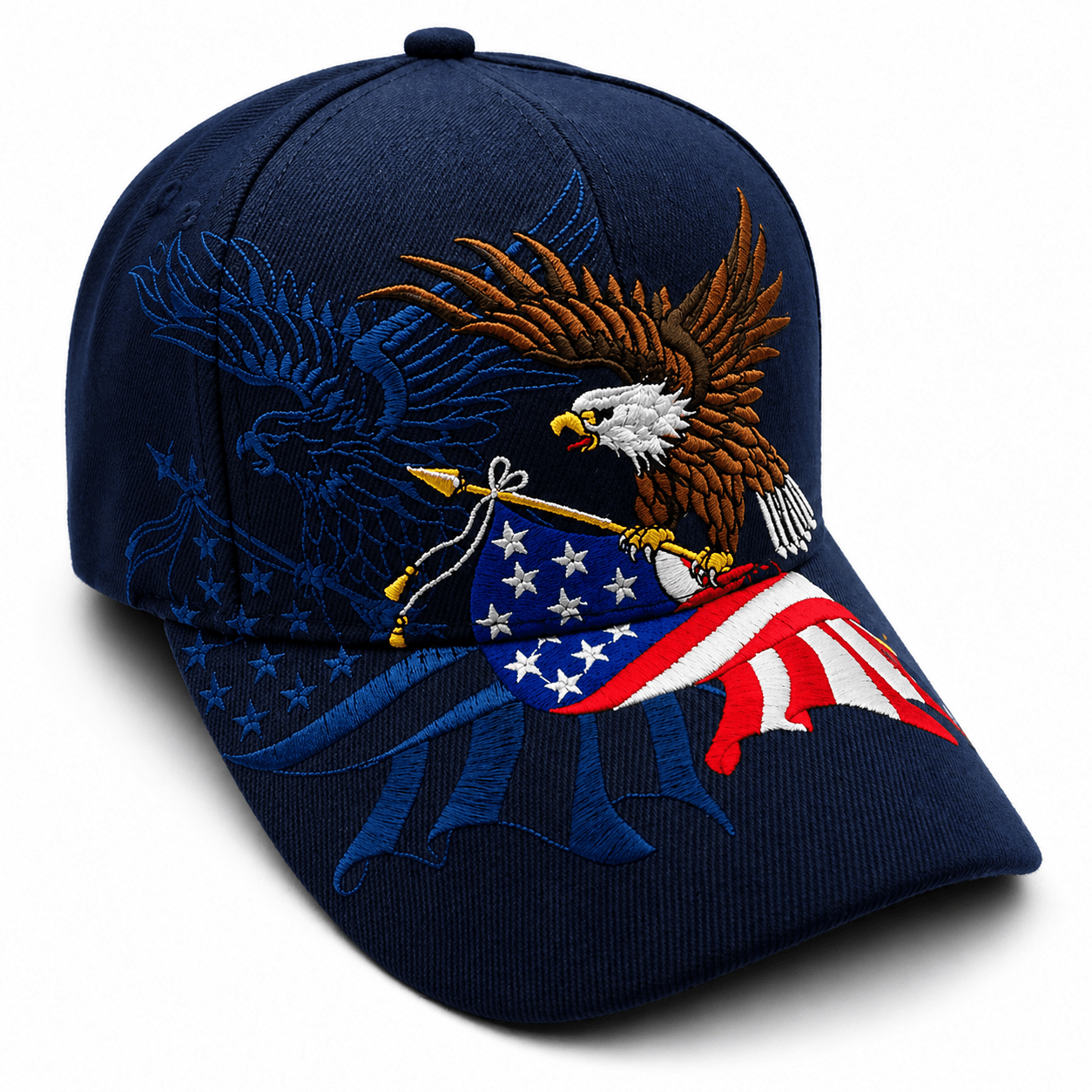 American Flying Eagle Custom Embroidered Shadow Hat (Navy) - PatriotDepot.com