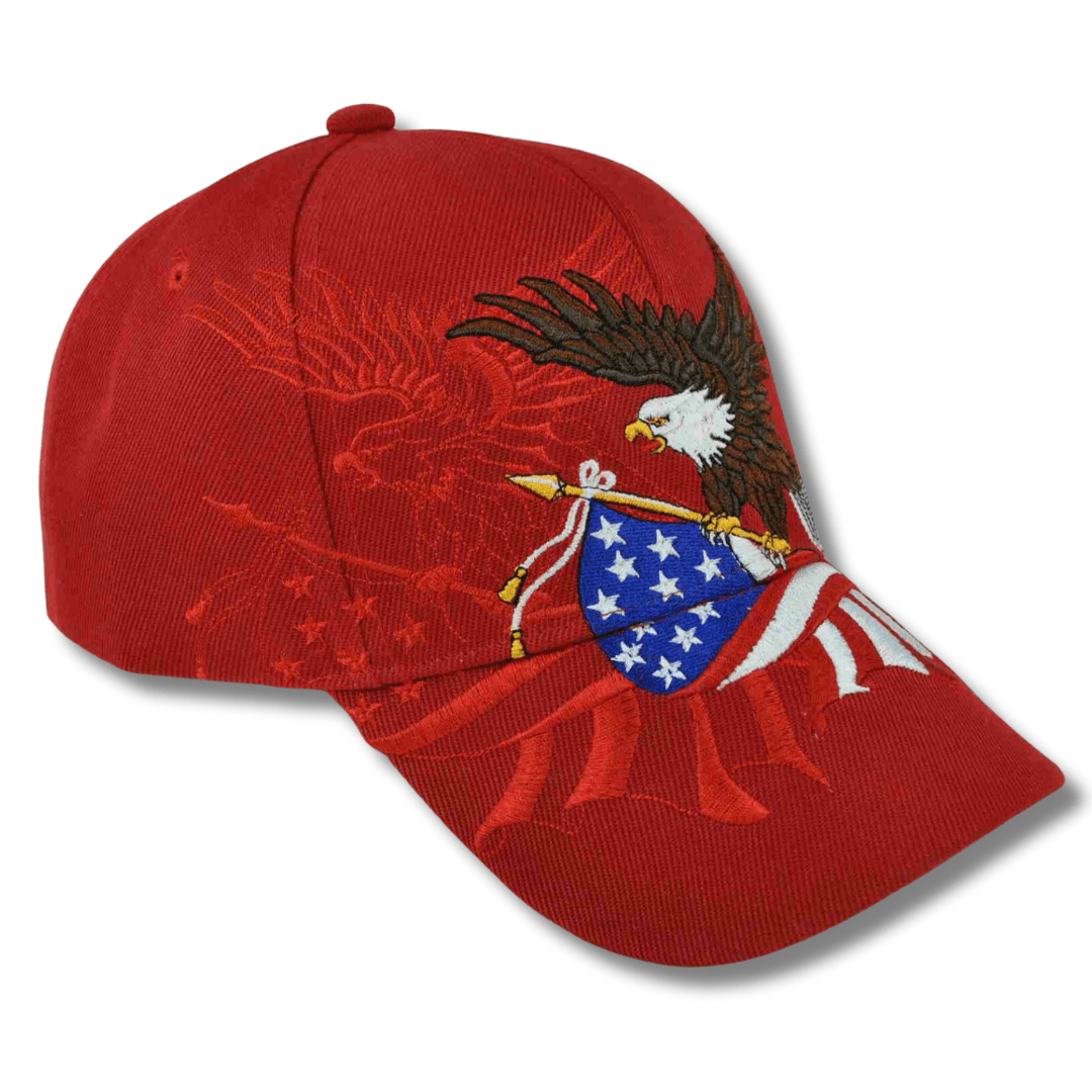 American Flying Eagle Shadow Custom Embroidered Hat (Red) - PatriotDepot.com