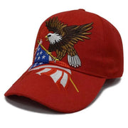 American Flying Eagle Shadow Custom Embroidered Hat (Red) - PatriotDepot.com