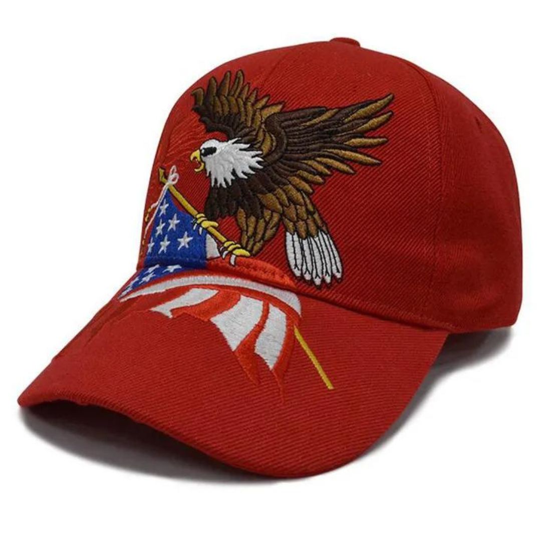 American Flying Eagle Shadow Custom Embroidered Hat (Red) - PatriotDepot.com