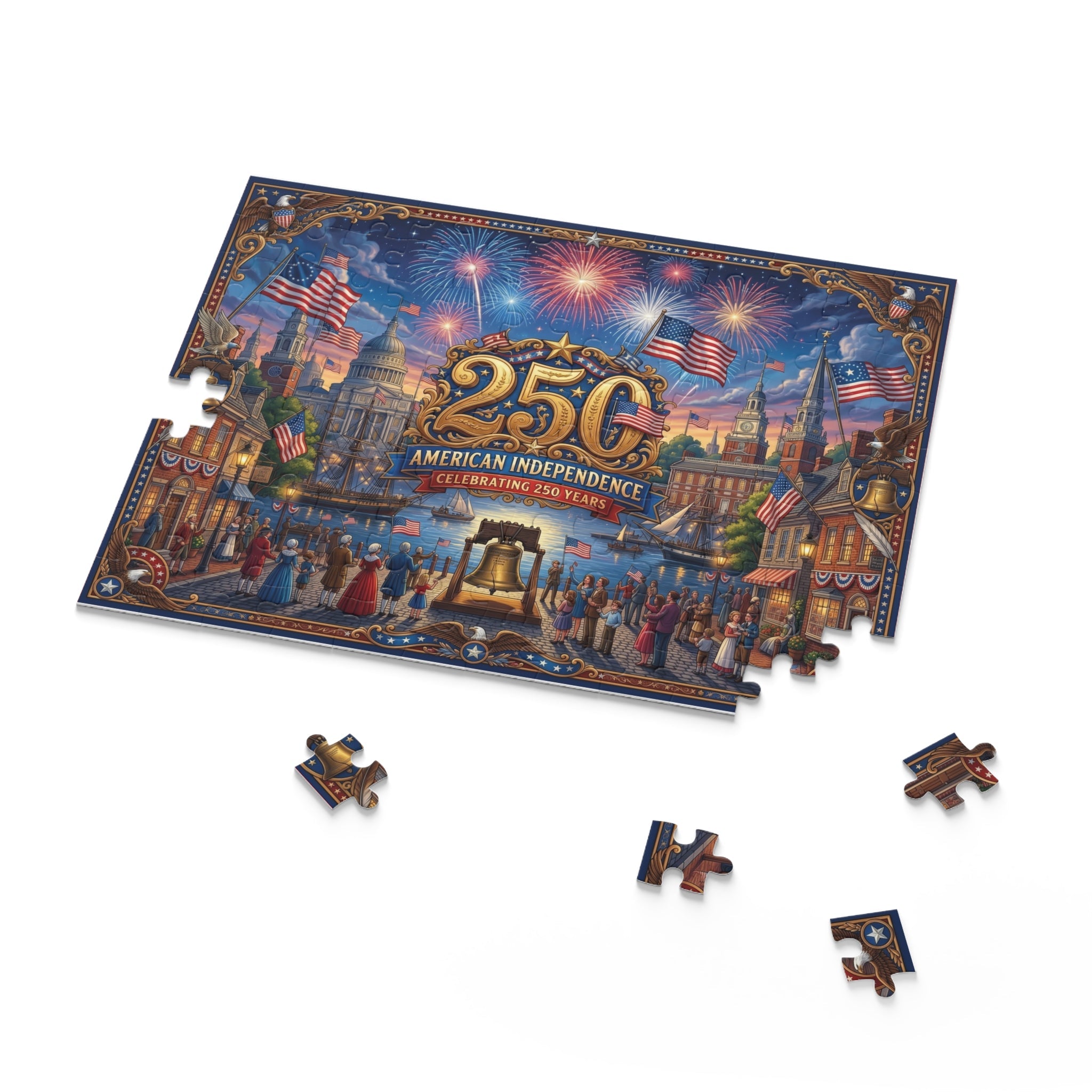 American Independence 250th Anniversary Custom Puzzle — Patriotic Fireworks 120/252/500 - Piece - PatriotDepot.com