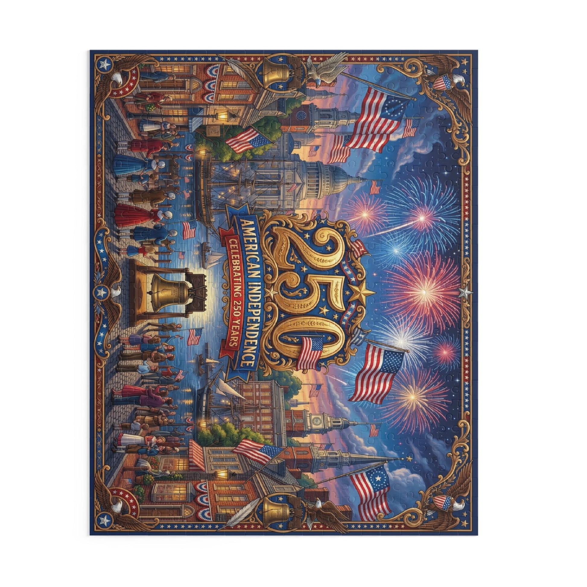 American Independence 250th Anniversary Custom Puzzle — Patriotic Fireworks 120/252/500 - Piece - PatriotDepot.com
