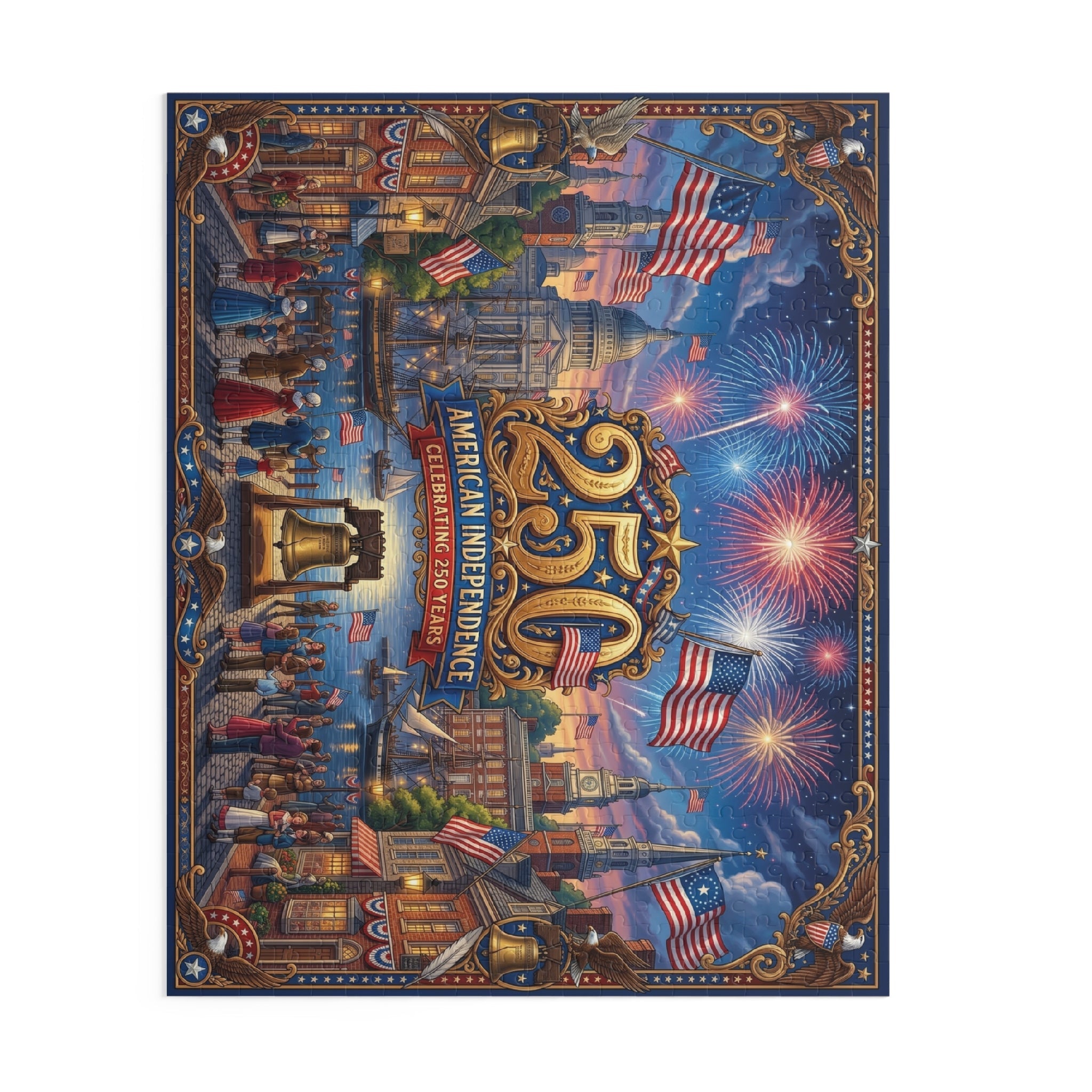 American Independence 250th Anniversary Custom Puzzle — Patriotic Fireworks 120/252/500 - Piece - PatriotDepot.com
