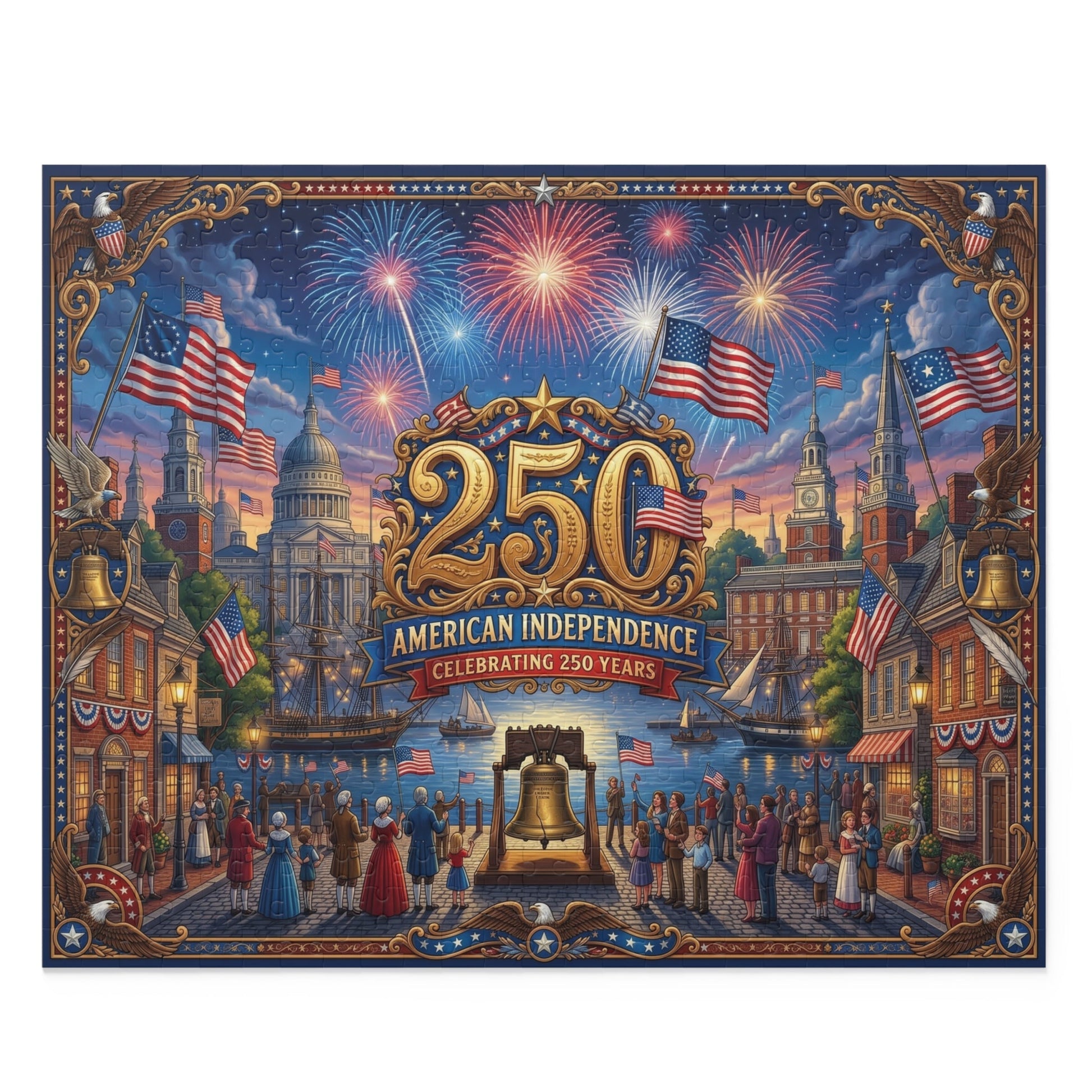 American Independence 250th Anniversary Custom Puzzle — Patriotic Fireworks 120/252/500 - Piece - PatriotDepot.com