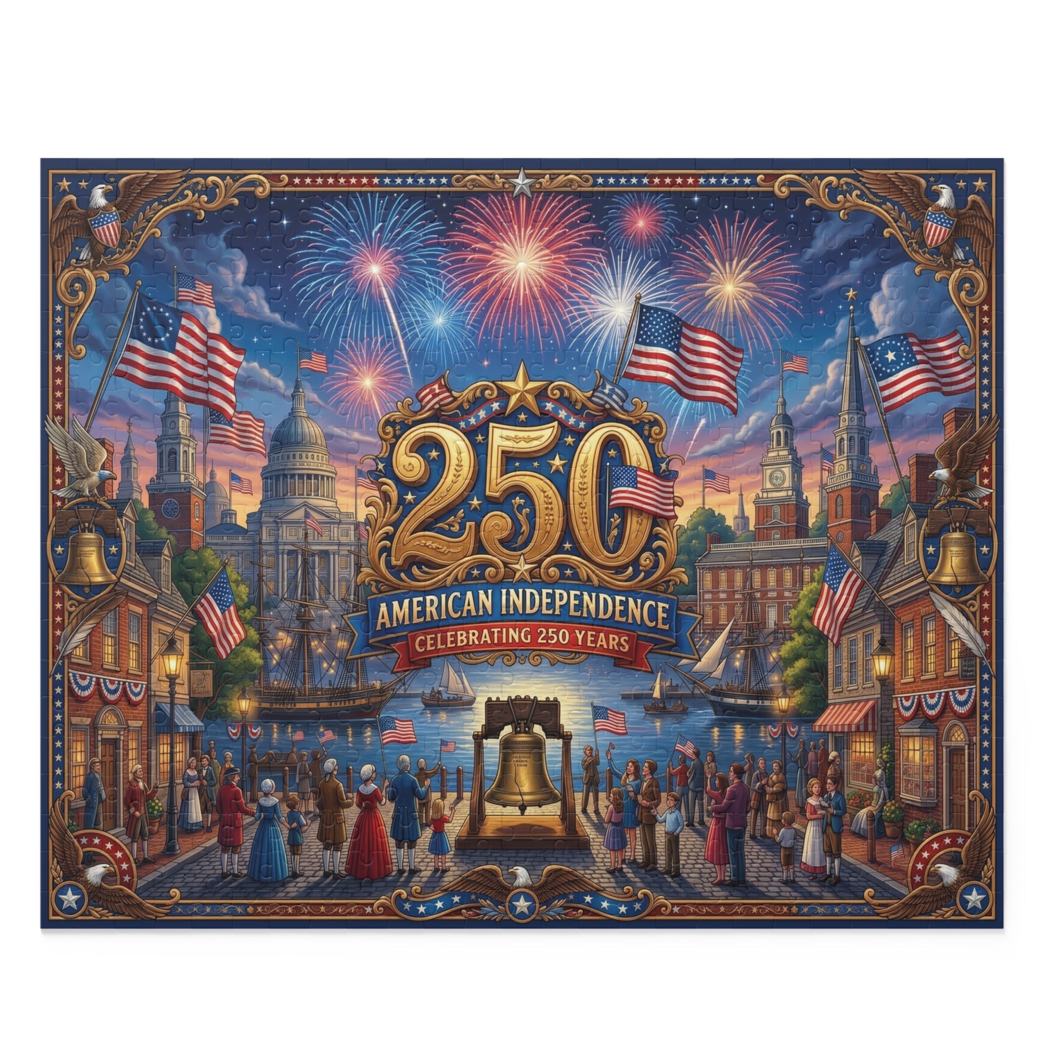 American Independence 250th Anniversary Custom Puzzle — Patriotic Fireworks 120/252/500 - Piece - PatriotDepot.com