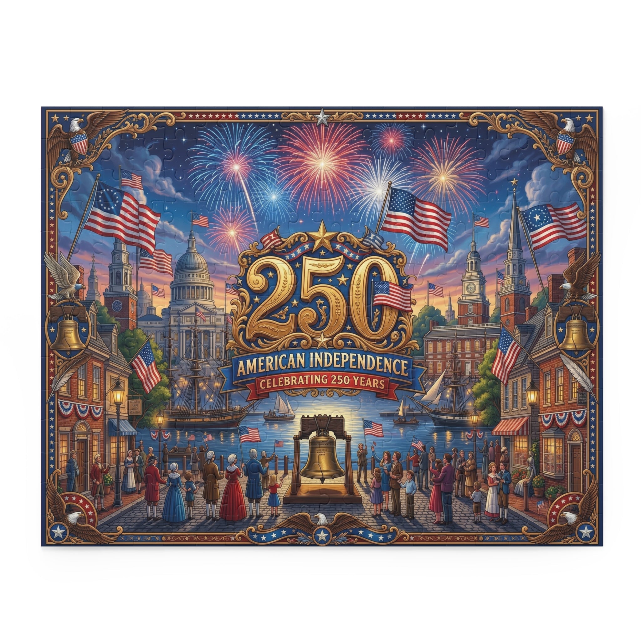 American Independence 250th Anniversary Custom Puzzle — Patriotic Fireworks 120/252/500 - Piece - PatriotDepot.com
