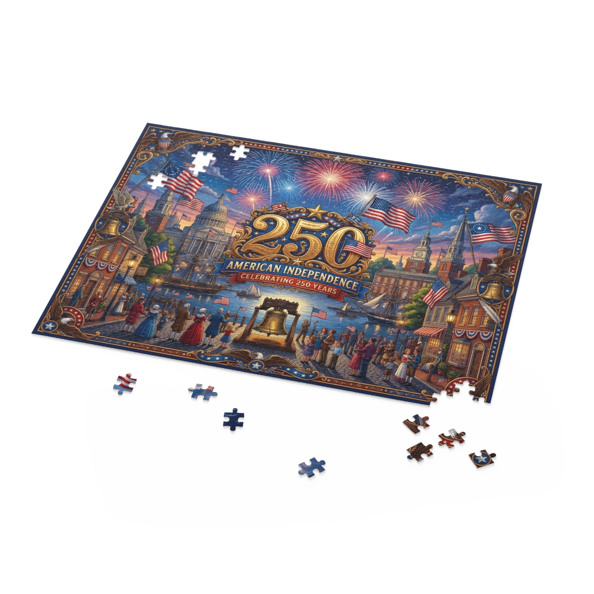 American Independence 250th Anniversary Custom Puzzle — Patriotic Fireworks 120/252/500 - Piece - PatriotDepot.com