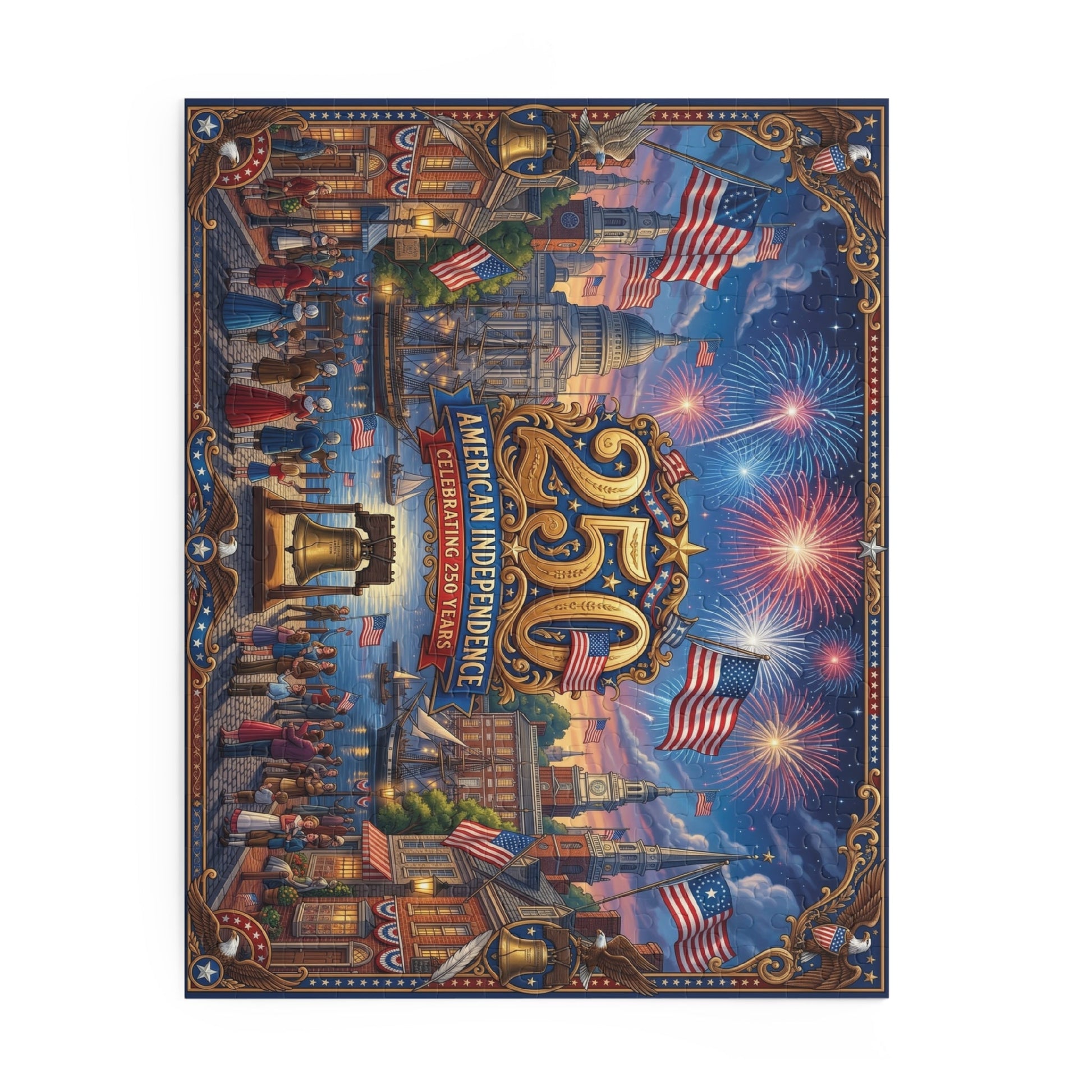 American Independence 250th Anniversary Custom Puzzle — Patriotic Fireworks 120/252/500 - Piece - PatriotDepot.com
