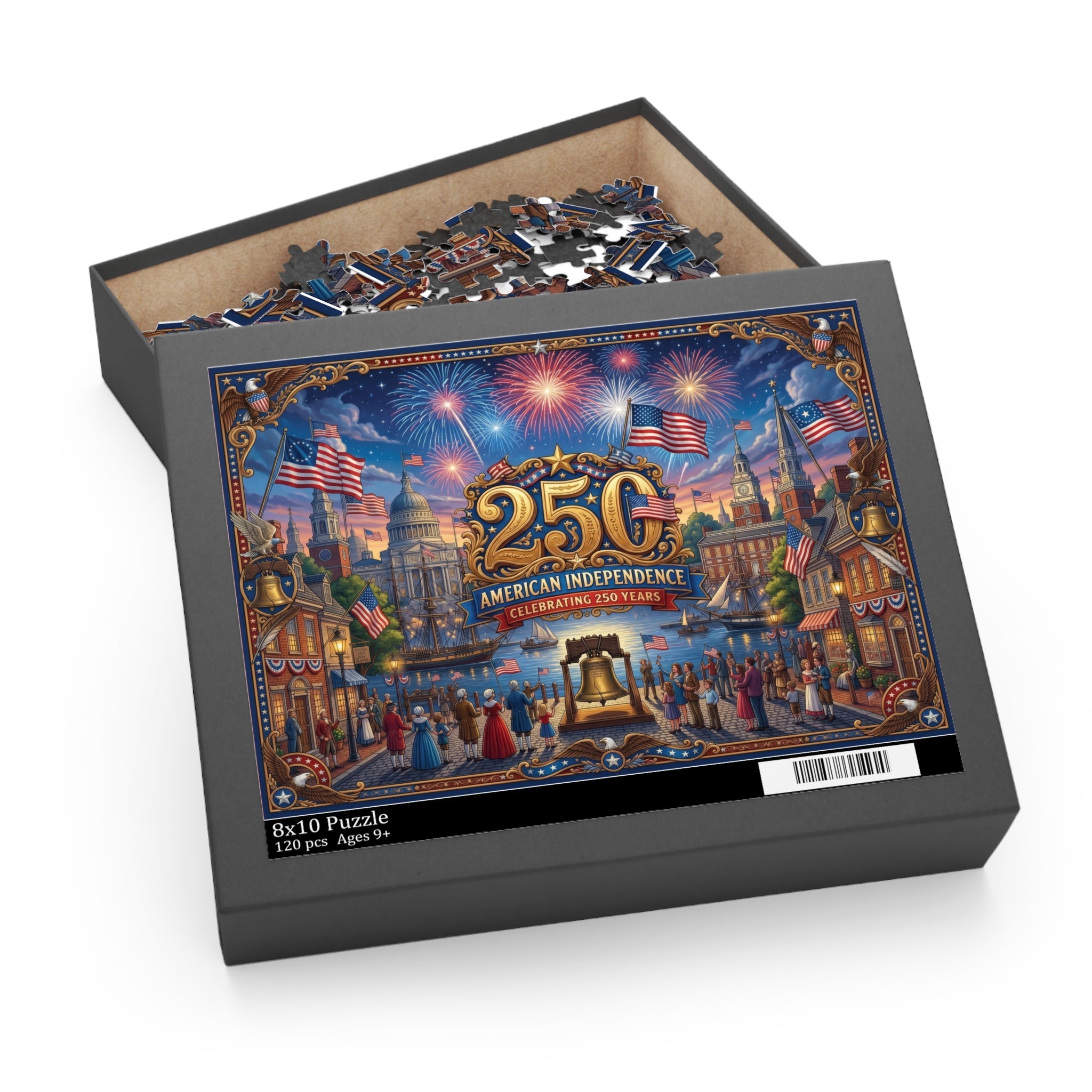 American Independence 250th Anniversary Custom Puzzle — Patriotic Fireworks 120/252/500 - Piece - PatriotDepot.com
