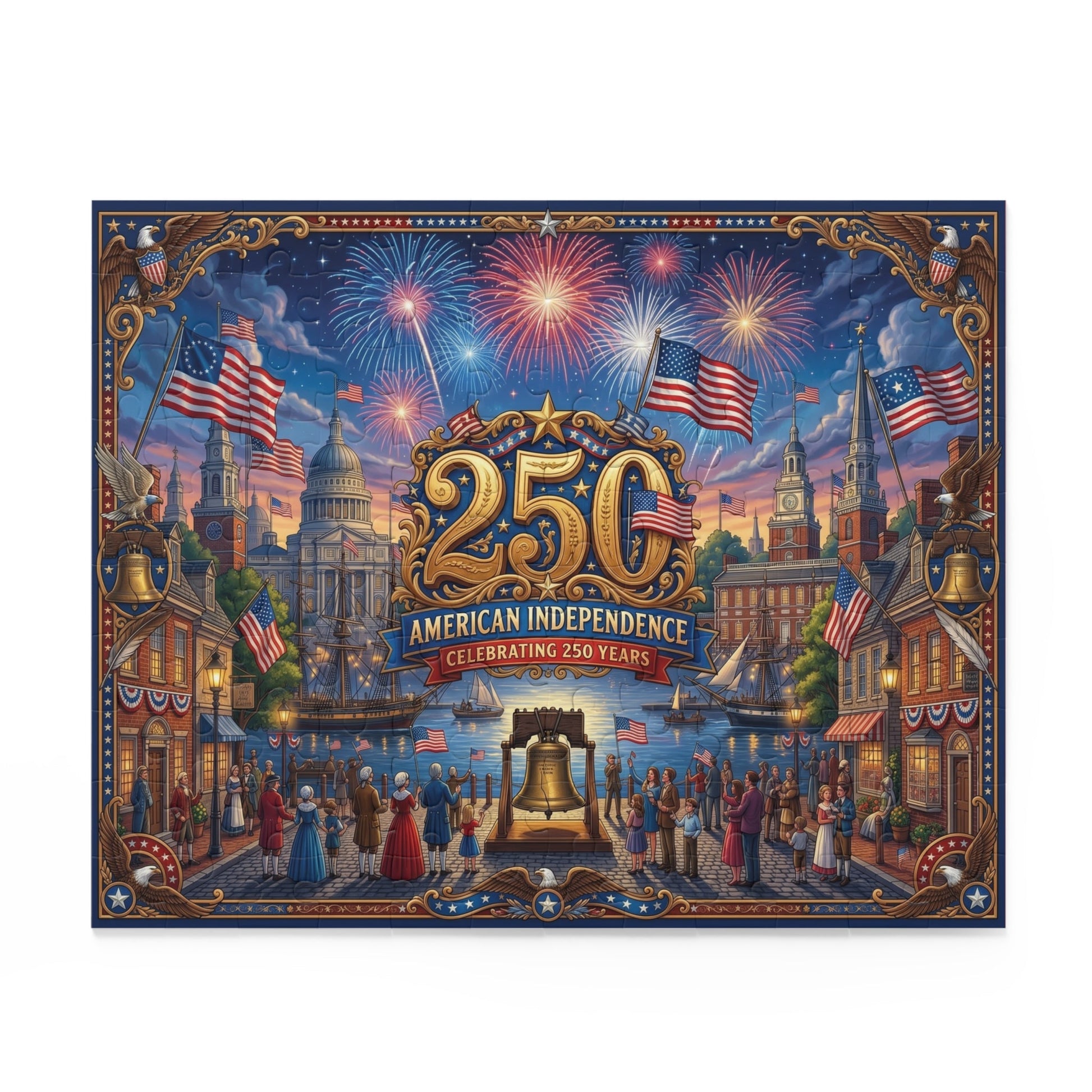 American Independence 250th Anniversary Custom Puzzle — Patriotic Fireworks 120/252/500 - Piece - PatriotDepot.com