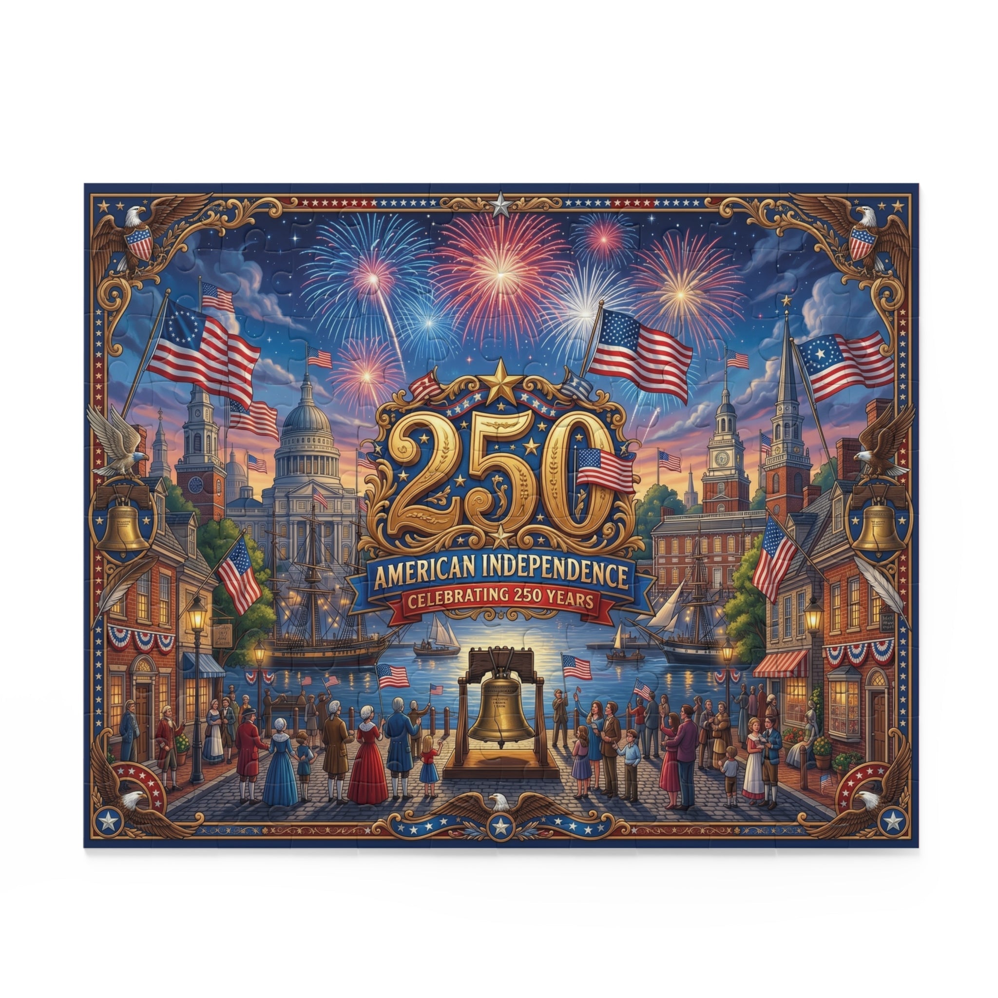 American Independence 250th Anniversary Custom Puzzle — Patriotic Fireworks 120/252/500 - Piece - PatriotDepot.com