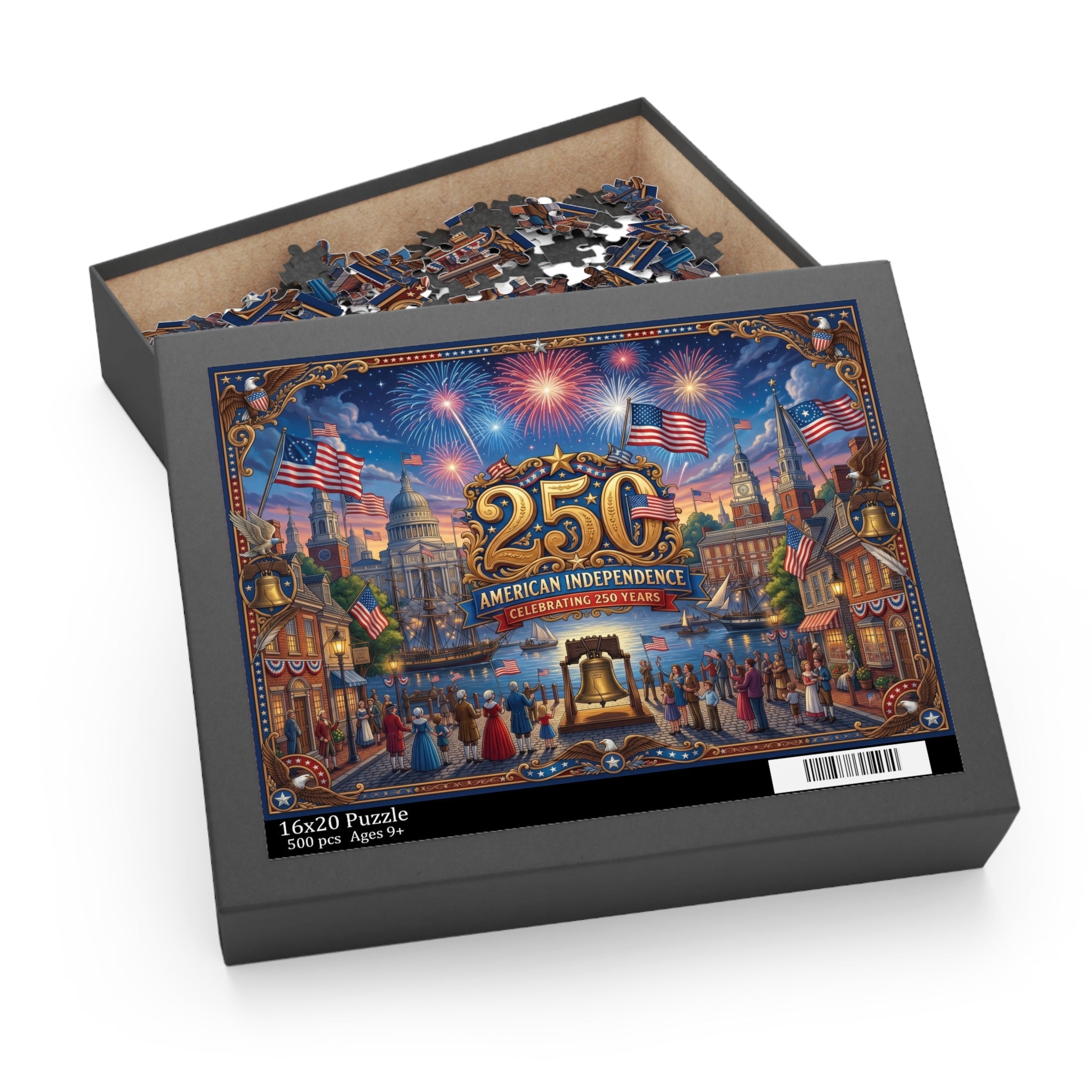 American Independence 250th Anniversary Custom Puzzle — Patriotic Fireworks 120/252/500 - Piece - PatriotDepot.com