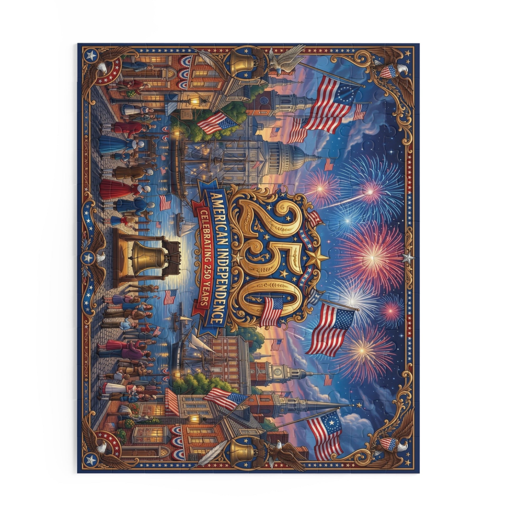 American Independence 250th Anniversary Custom Puzzle — Patriotic Fireworks 120/252/500 - Piece - PatriotDepot.com