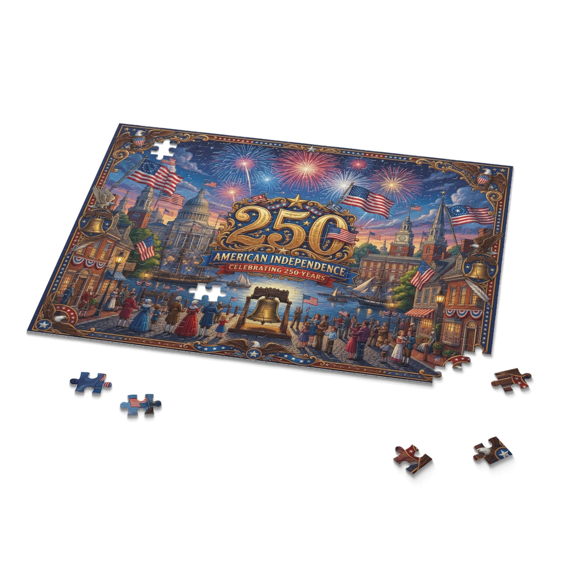 American Independence 250th Anniversary Custom Puzzle — Patriotic Fireworks 120/252/500 - Piece - PatriotDepot.com