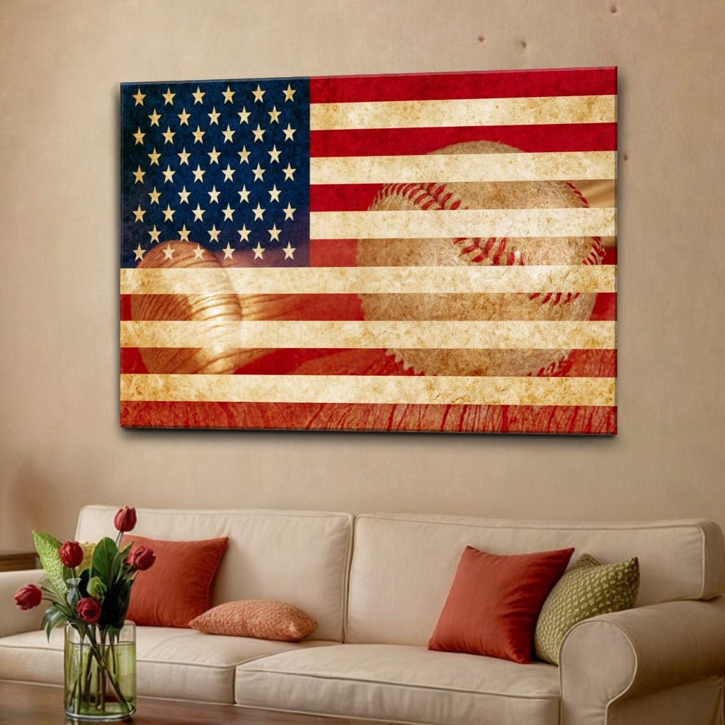 American Pastime Baseball Wall Art | Patriotic Canvas Print | USA Sports Decor - PatriotDepot.com