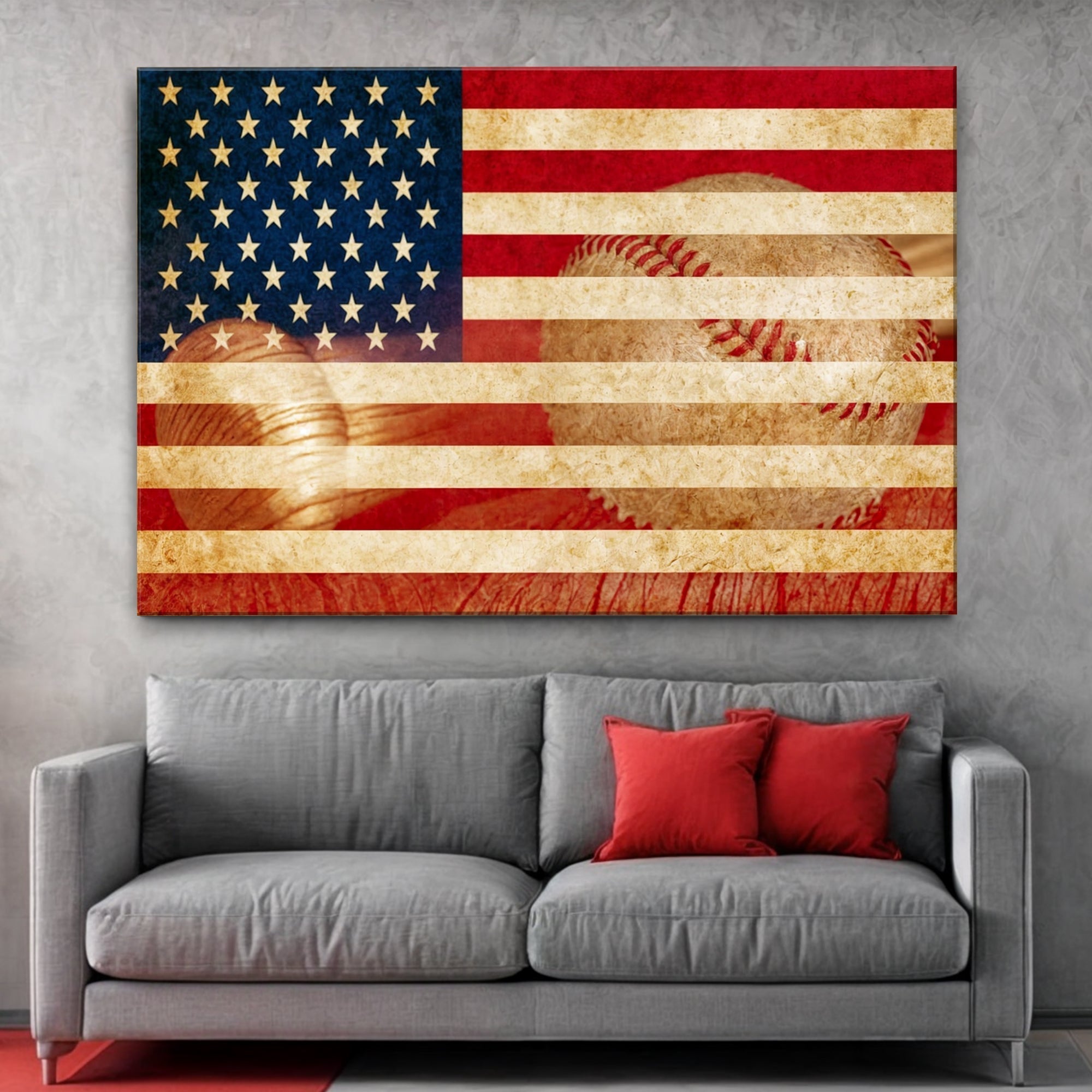 American Pastime Baseball Wall Art | Patriotic Canvas Print | USA Sports Decor - PatriotDepot.com