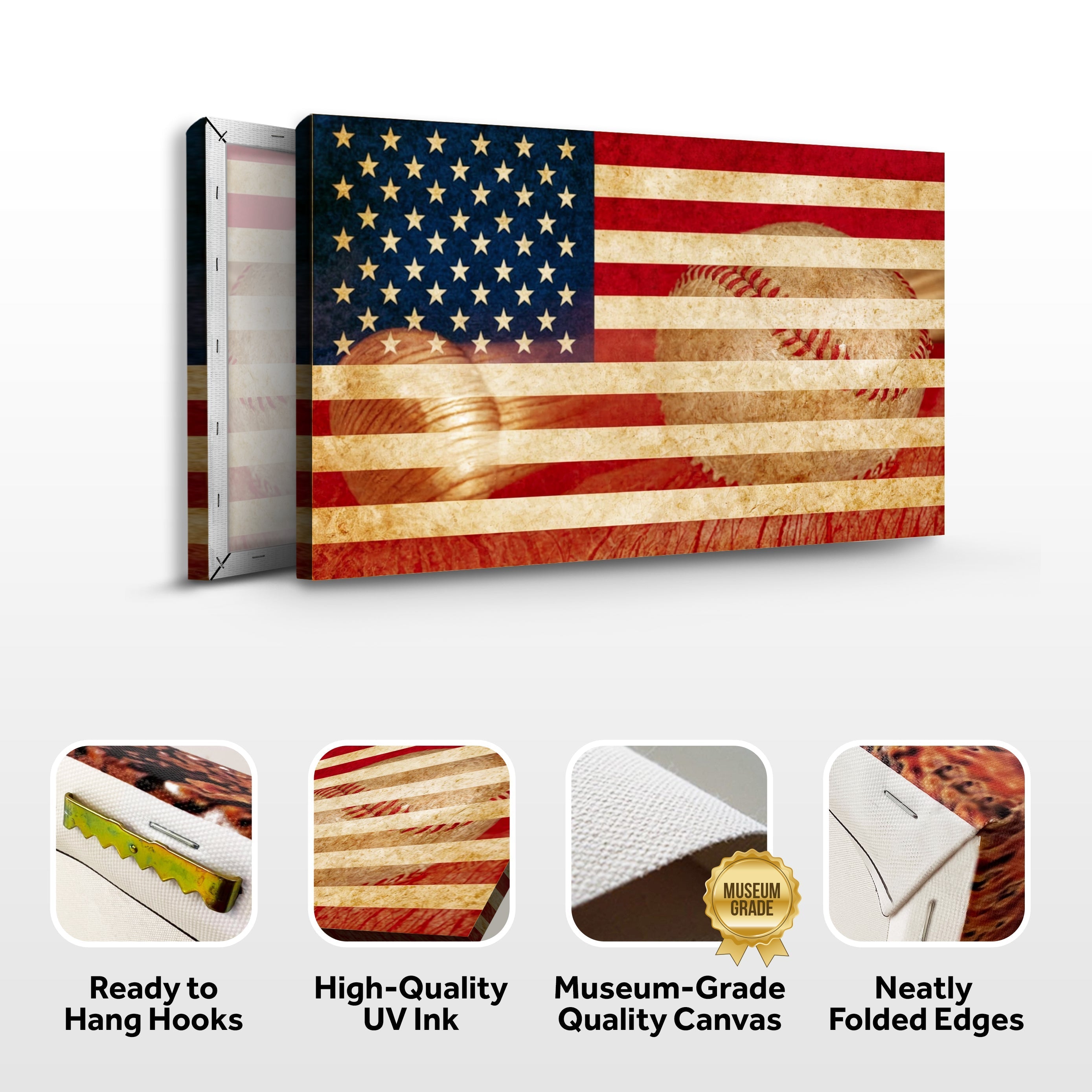 American Pastime Baseball Wall Art | Patriotic Canvas Print | USA Sports Decor - PatriotDepot.com