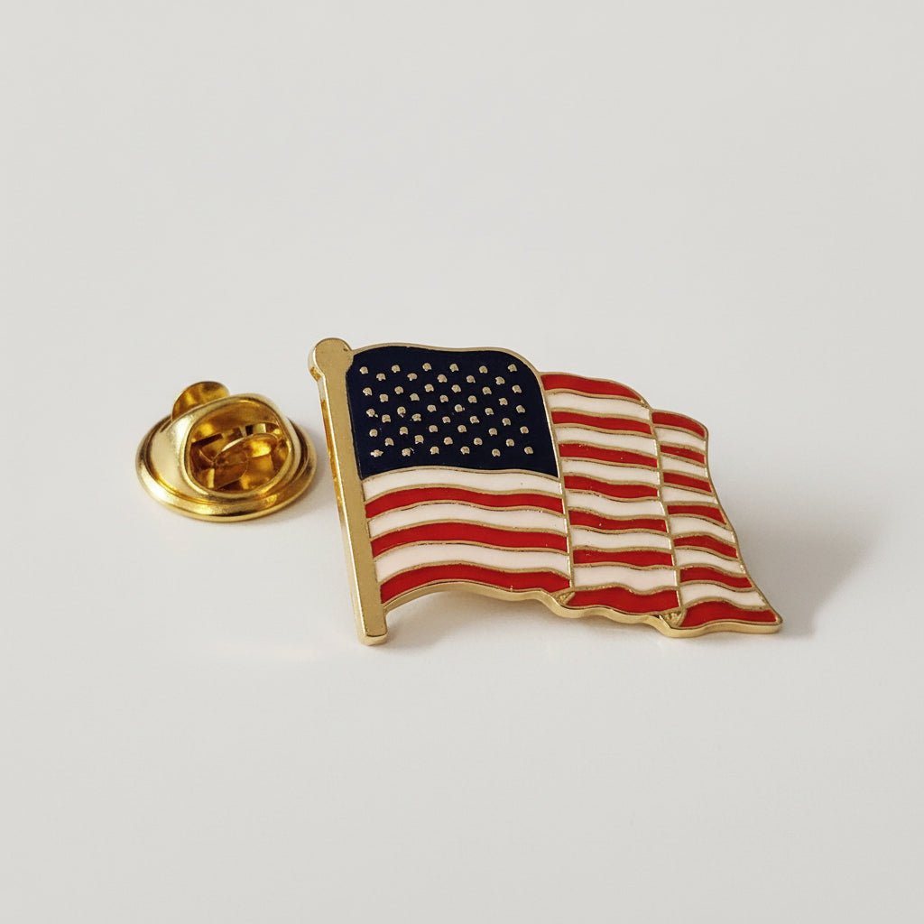American Waving Flag Enamel Lapel Pin - PatriotDepot.com