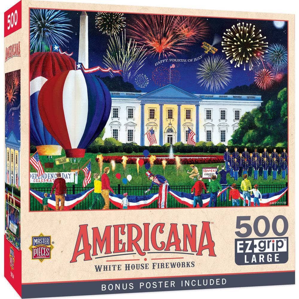 Americana - White House Fireworks 500 Piece EZ Grip Jigsaw Puzzle - PatriotDepot.com