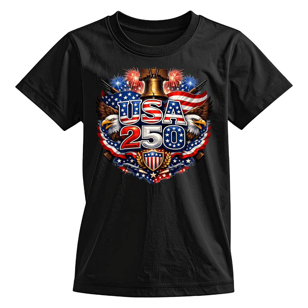 America’s 250th Anniversary – Built on Freedom Since 1776 T-Shirt - PatriotDepot.com