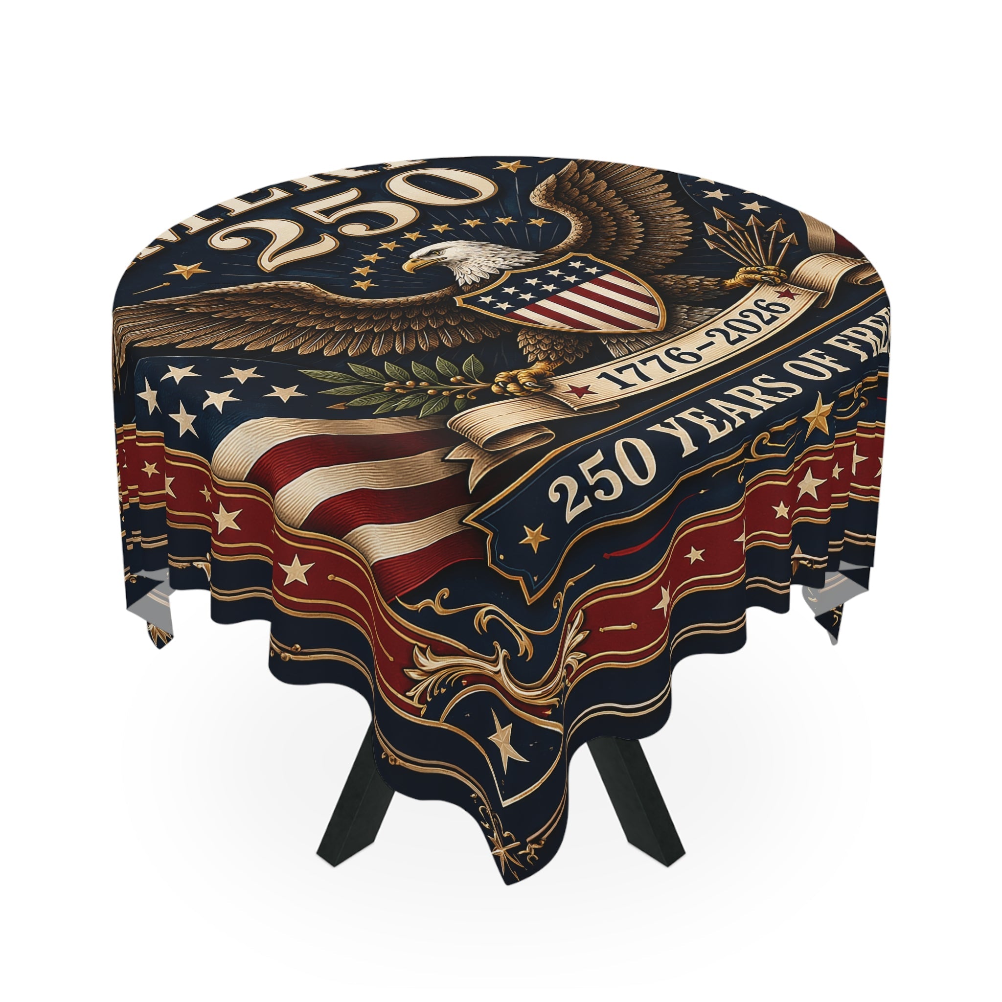 America's 250th Anniversary Custom Tablecloth — 1776–2026 Patriotic Eagle - PatriotDepot.com