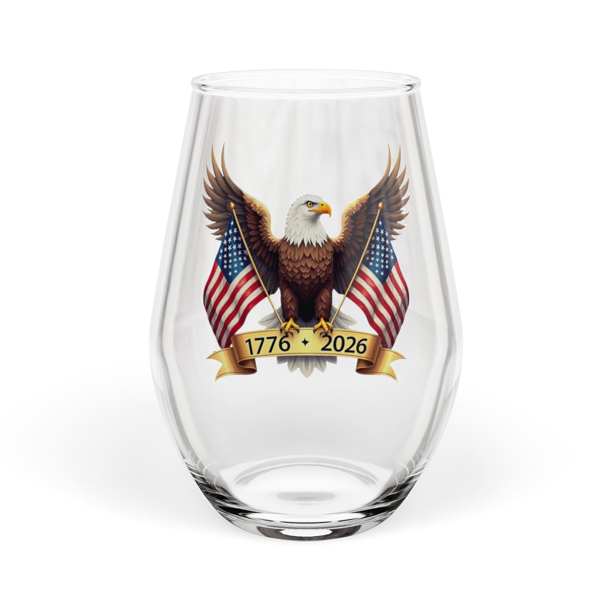 America’s 250th Anniversary “Wings of Freedom” Stemless Wine Glass – 1776–2026 Edition - PatriotDepot.com