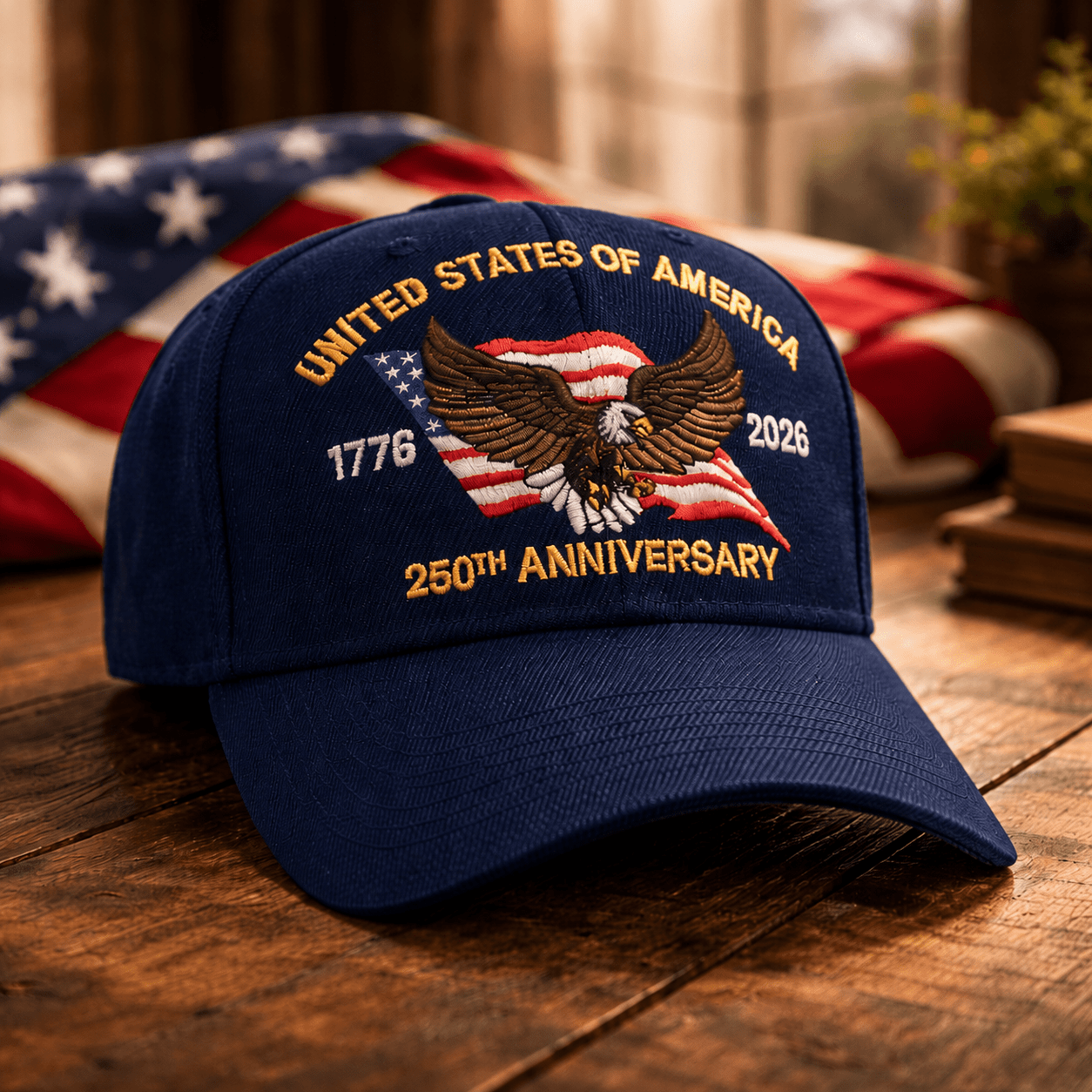 America's 250th Hat 2-Pack – Eagle & Betsy Ross Embroidered Navy Hats (1776–2026) - PatriotDepot.com