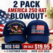 America's 250th Hat 2-Pack – Eagle & Betsy Ross Embroidered Navy Hats (1776–2026) - PatriotDepot.com