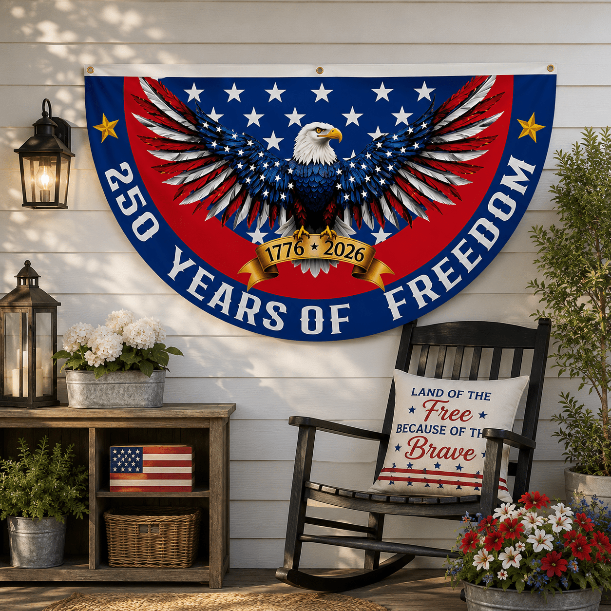 America's 250th Patriotic Eagle Fan Bunting America 250th 3'x5' - PatriotDepot.com