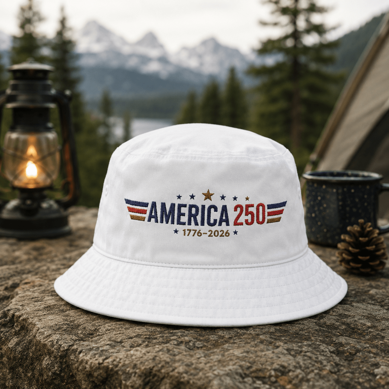 America's 250th Star Spangled Custom Embroidered Bucket Hat - PatriotDepot.com